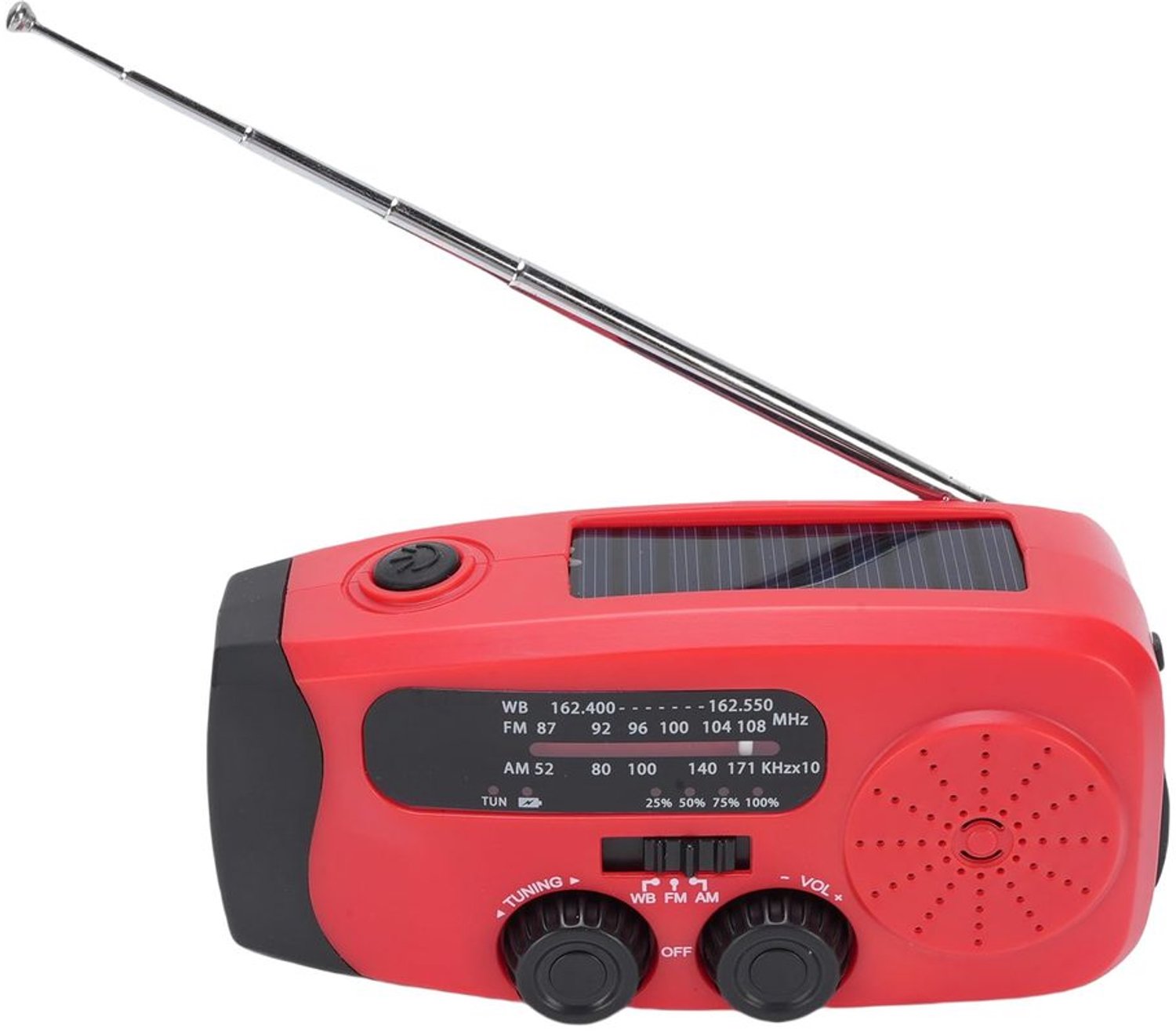Weerradio 2000mAh - Zonne-energie - AM/FM/WB - LED-zaklamp - SOS-alarm - Noodsituaties/Paraatheid - Noodradio