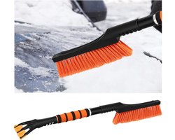 Multifunctionele Sneeuwschep en IJskrabber voor Auto - Oranje - Afneembare Sneeuwborstel en Ruitschraper - Ergonomische Schuimgreep - Voor het Verwijderen van Vorst en Sneeuw - Universeel voor Alle Voertuigen