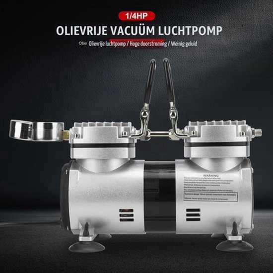Oilless Vacuüm Luchtpomp 1/4HP Hogedruk Grote Vloeiende Ultrastille Kleine Olievrije Luchtcompressorpomp(EU 220-240V) — afbeelding 5