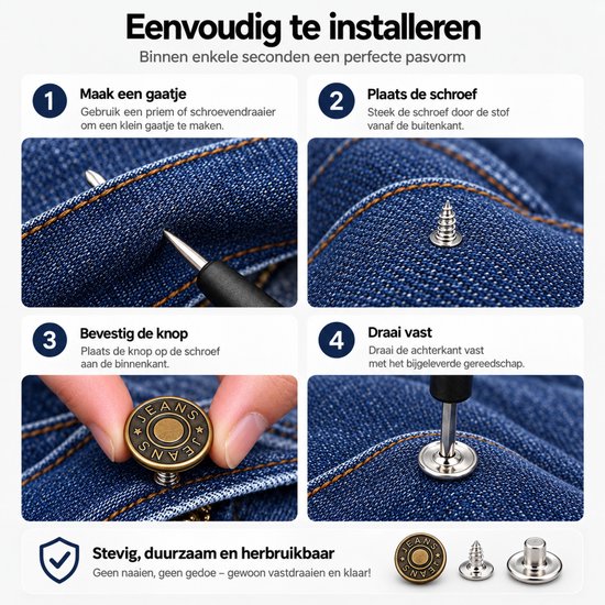 Jeansknopen 32 Stuks - 17 & 20 mm - Knopen voor Kleding - Broekknopen - Inslagknopen - Brons en Zilver — cadeau in Cadeau-ideeën - foto 8