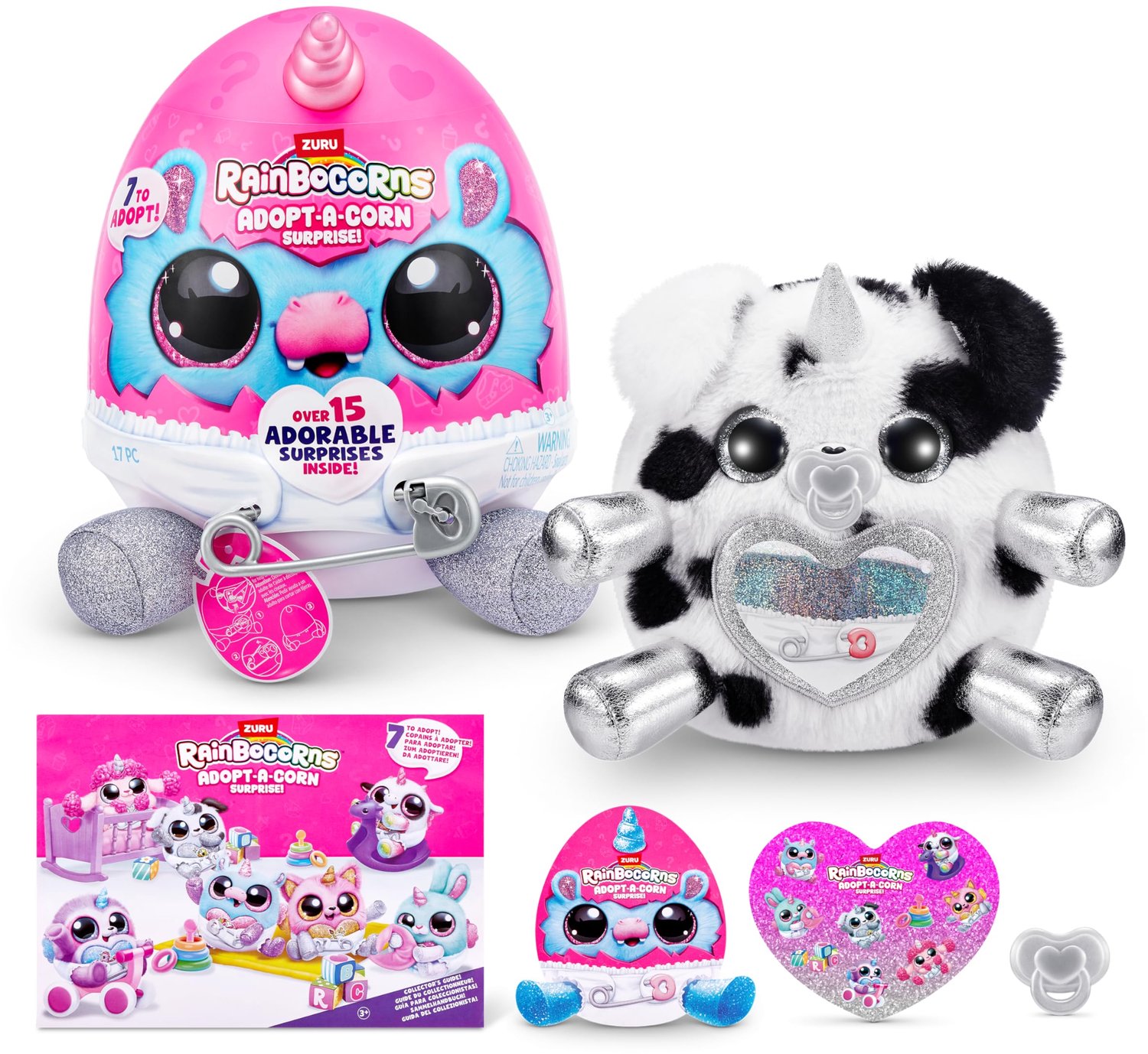 Rainbocorns Adopt-A-Corn Surprise – Dalmatiër – Pluche Knuffel – Meer dan 15 Verrassingen – Inclusief Speelaccessoires – ZURU - 2 stuks