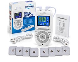 Kluvaro KRES100B Tens apparaat & EMS trainer - voor Pijntherapie Spierstimulatie en Ontspanning - AB trainer - 8 Elektroden