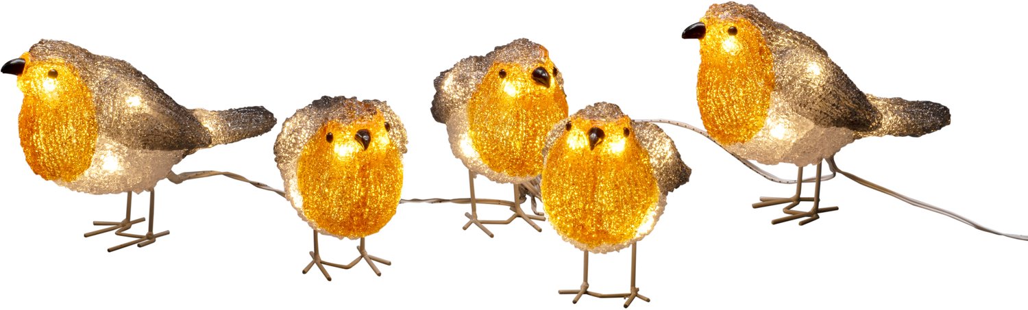 Konstsmide Roodborst vogeltjes - 3D kerstfiguur - Geel/Grijs - 11cm hoog - IP44