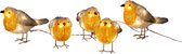 Konstsmide Roodborst vogeltjes - 3D kerstfiguur - Geel/Grijs - 11cm hoog - IP44