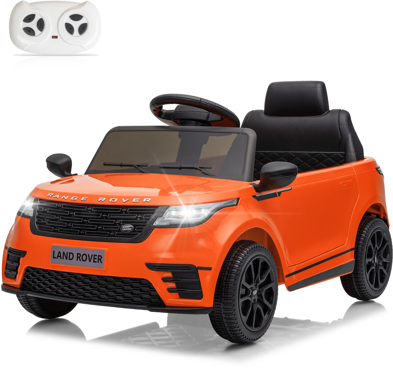 12V 4,5Ah Land Rover Velar elektrische kinderauto met 2,4G-afstandsbediening, led-koplampen, MP3, claxon en muziek,oranje