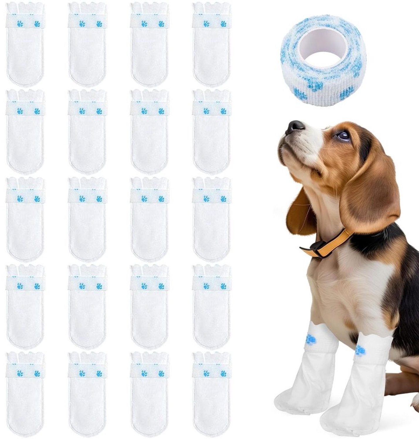 Hondenvoetafdekkingen 20 Stuks - Hondenlaarzen - Antislip - Verstelbare Bandage - Vuilbescherming - Voor Kleine Hondenpoten - Hondenschoenen