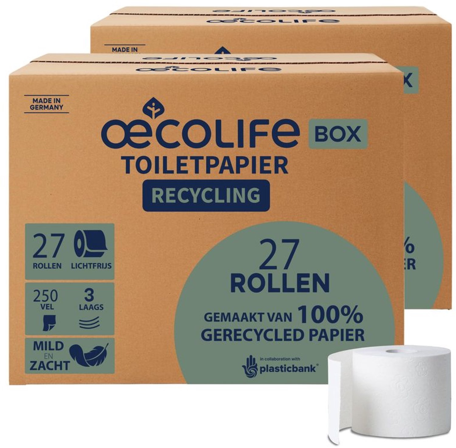 Recycled Toilet Paper 3-Ply 54 Rollen Biologisch Afbreekbaar