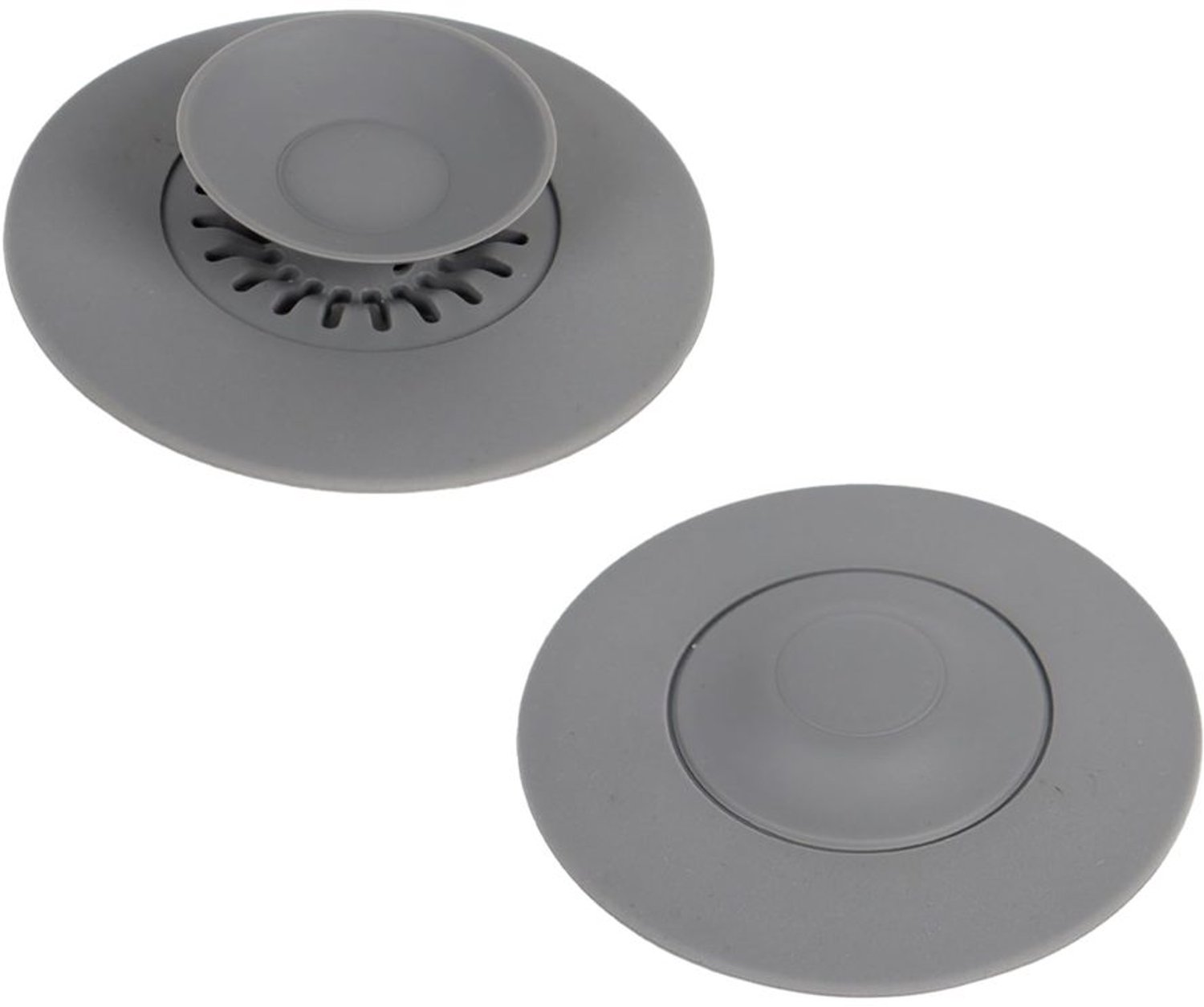 Afvoerstop Set van 2 - Flexibele Silicone - Zeeffunctie - Diameter 10,8 cm - Voor Wastafel/Spoelbak - Betrouwbare Afdichting - Afvoerplug
