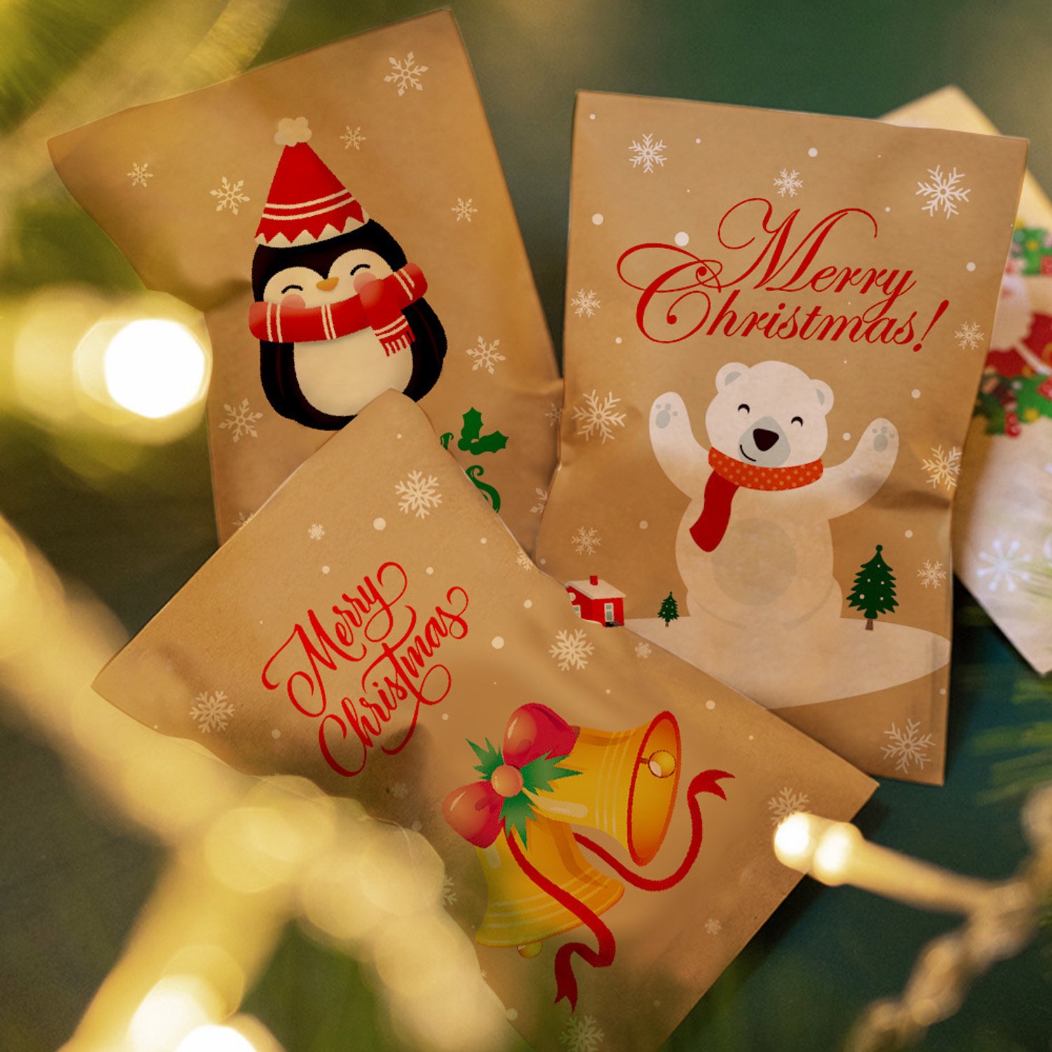 Kerstcadeauzakjes - 24 Stuks - Papieren zakjes - Kerstzakjes - Papieren Tassen - DIY Adventskalender - Kleine cadeautasjes - Mini Kerstgiftzakjes met Stickers - Snoepzakjes voor koekjes, bonbons, chocolade en andere feestartikelen - 11 x 7,7 cm – foto 5