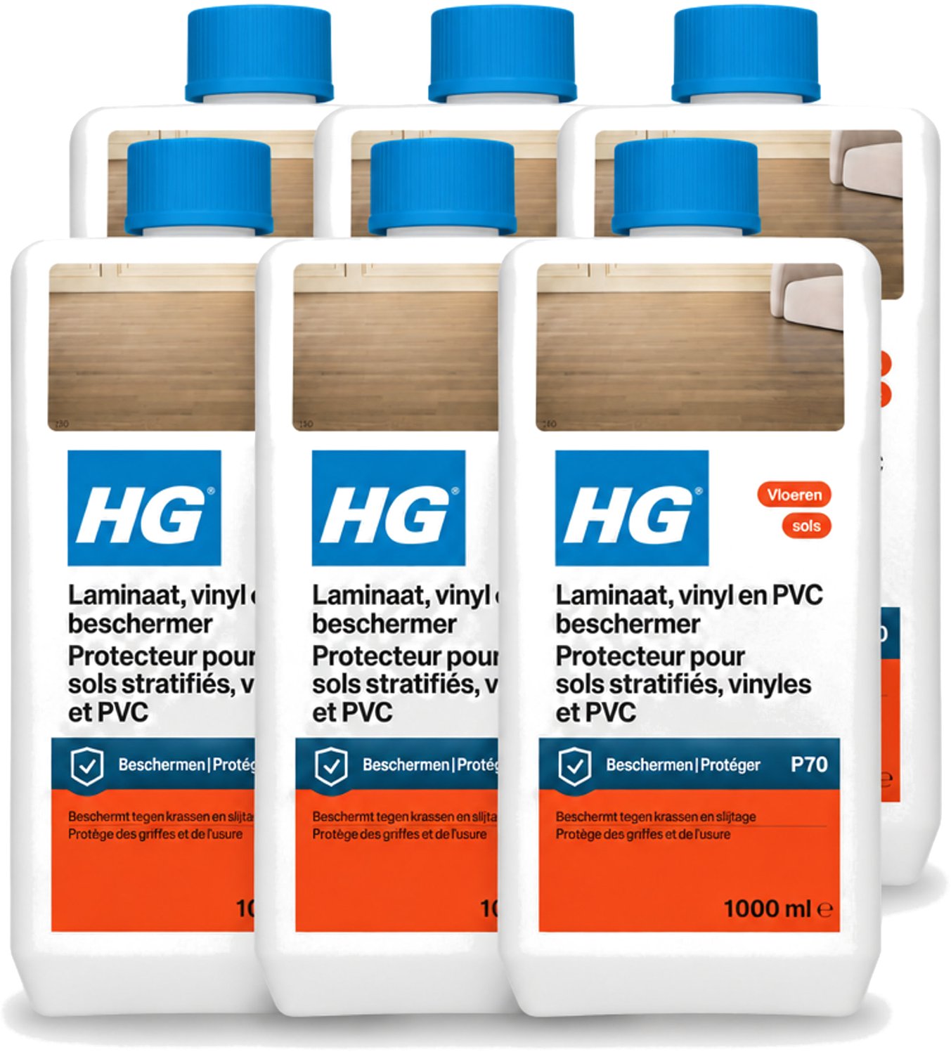 6 x HG - Laminaat, Vinyl & PVC Beschermer - Vloeibare Emulsie - Vormt in Beschermfilm - 1L - Voordeelverpakking - 6 stuks