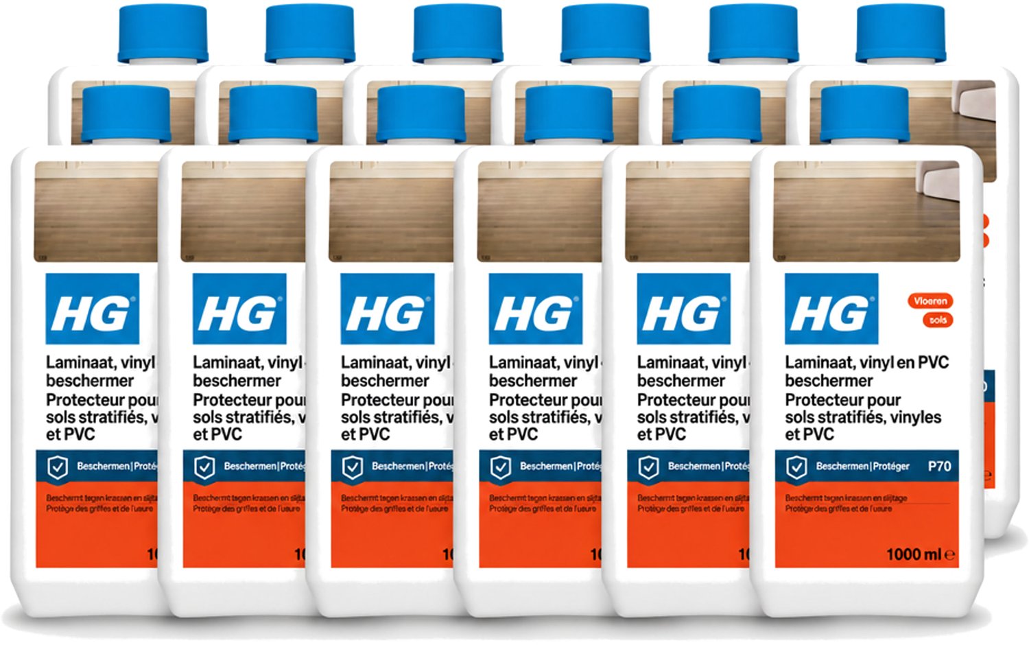 12 x HG - Laminaat, Vinyl & PVC Beschermer - Vloeibare Emulsie - Vormt in Beschermfilm - 1L - Voordeelverpakking - 12 stuks