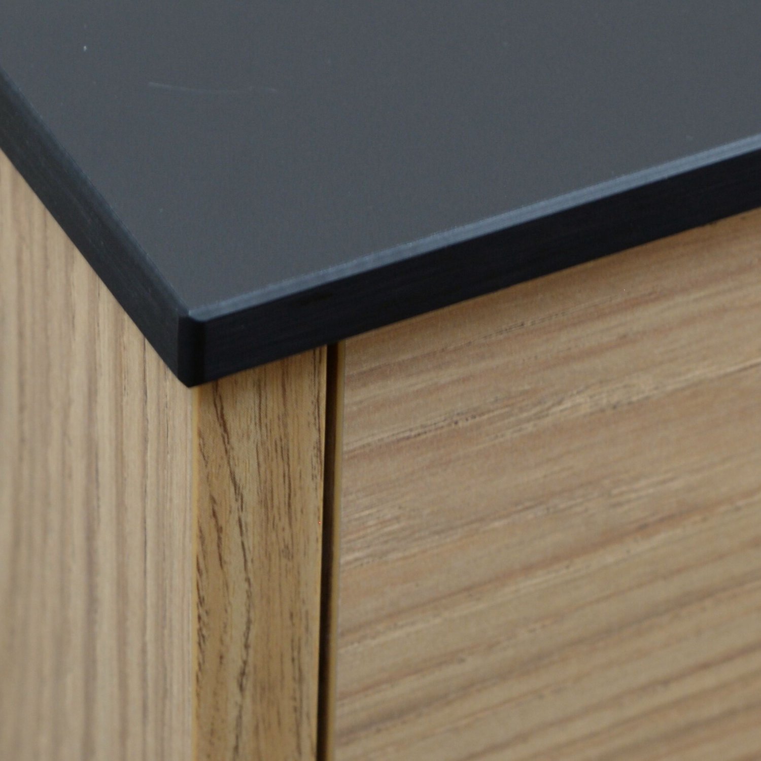 KOLM Kronospan Slim Line - HPL-wastafelblad - Voor kast van 70 cm - 71 × 47 cm - Mat zwart - Met uitsparingen