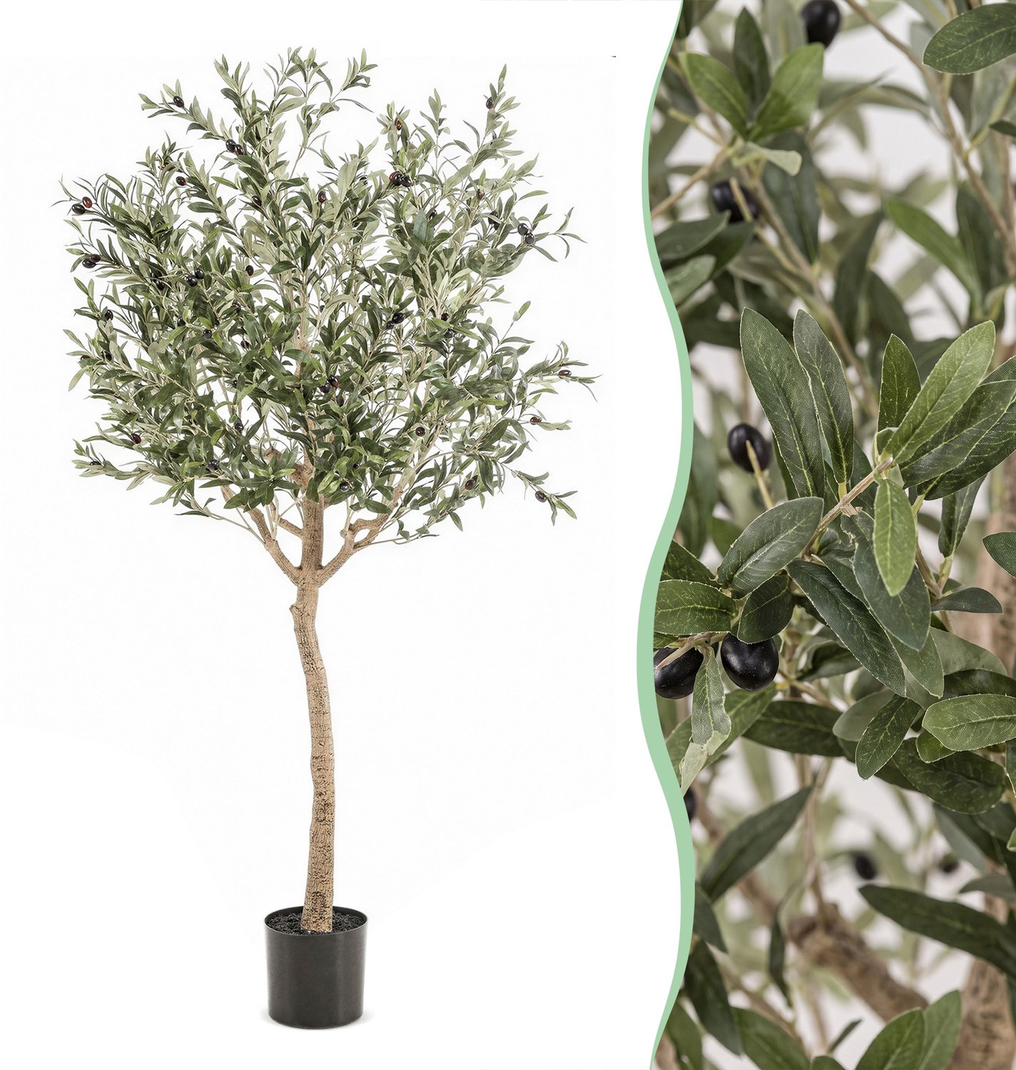 Green Harmony Plants Kunst Olijfboom - Olea europaea - Olijfboom - 180 cm Bruin