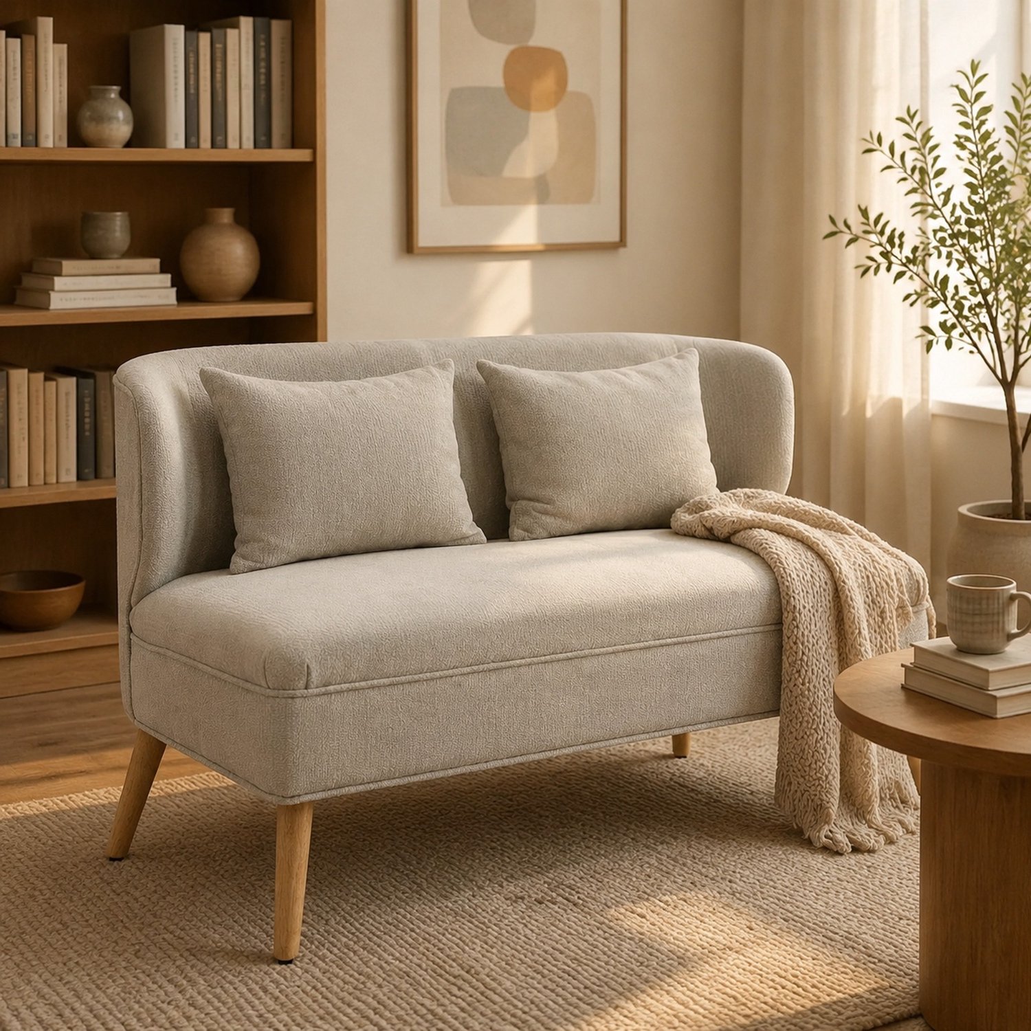 CHICFURN 2-zitsbank - Compact - Met vleugelrug - Beige
