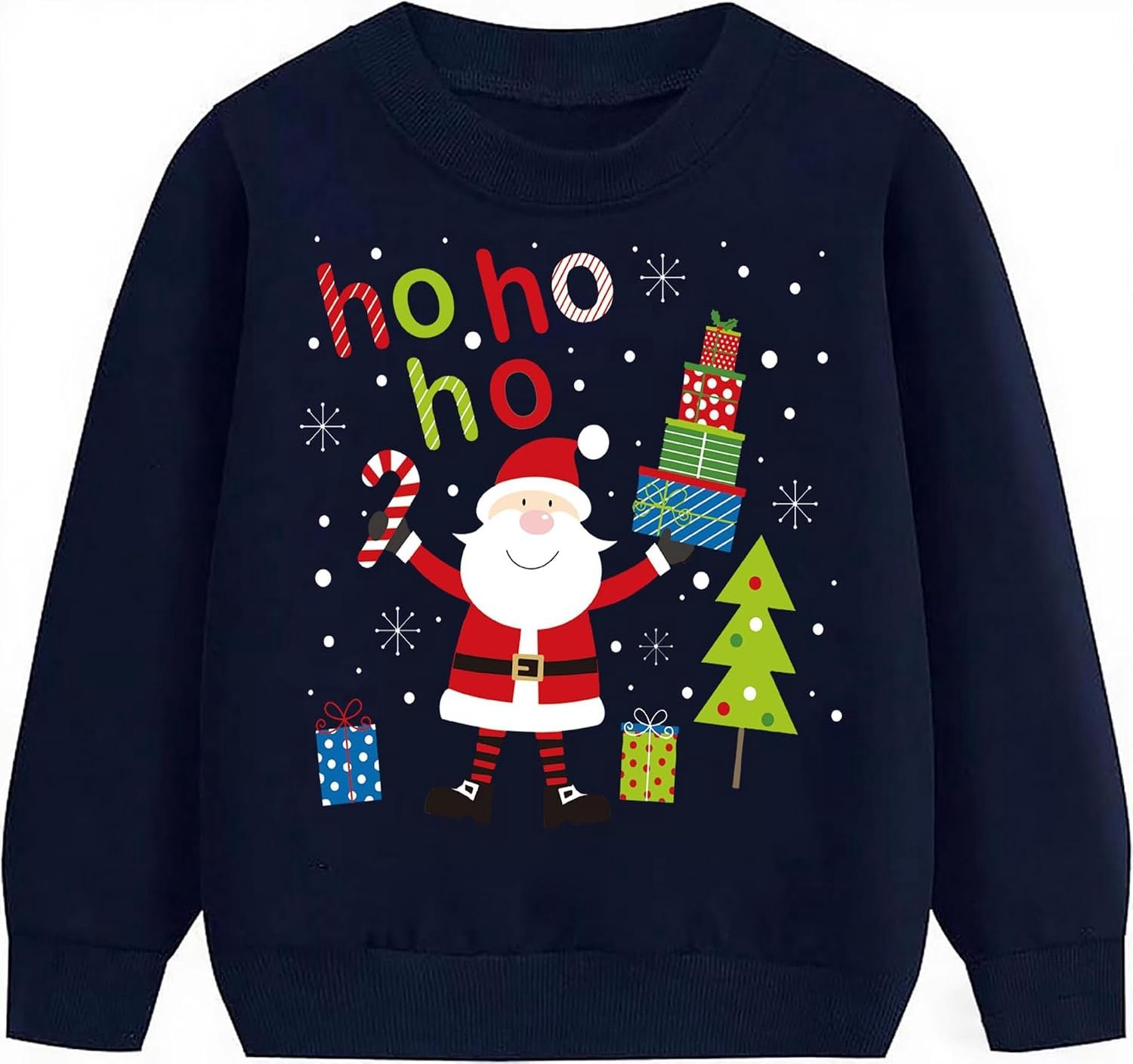 Kersttrui met kerstprint, lange mouwen, ronde hals