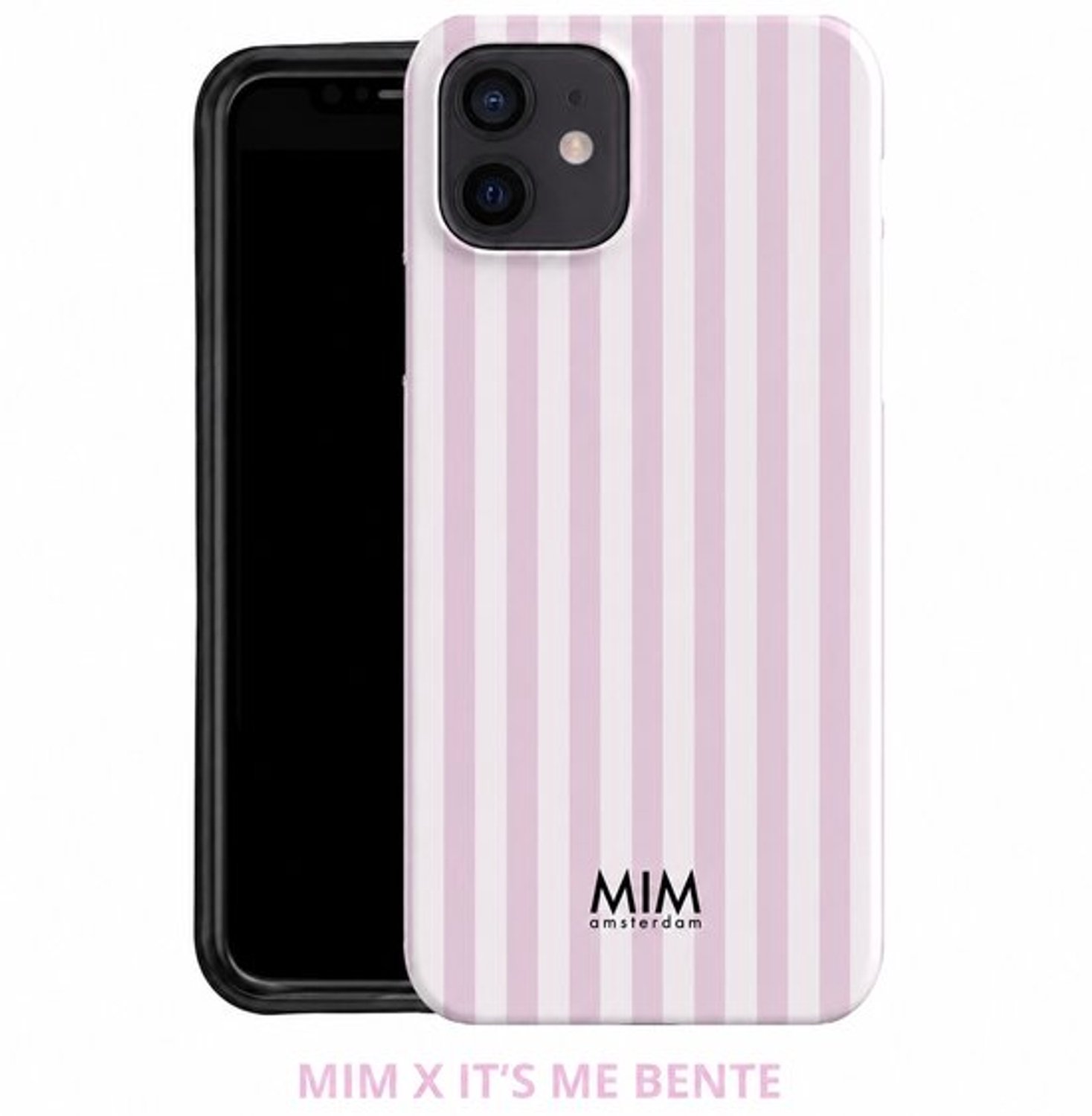 MIM Amsterdam - Santorini Stripes Pink - Geschikt voor iPhone 18 Pro max - Telefoonhoesje - Shockproof Case - Roze Gestreept Hoesje - Beschermhoes - Trendy Phone Case