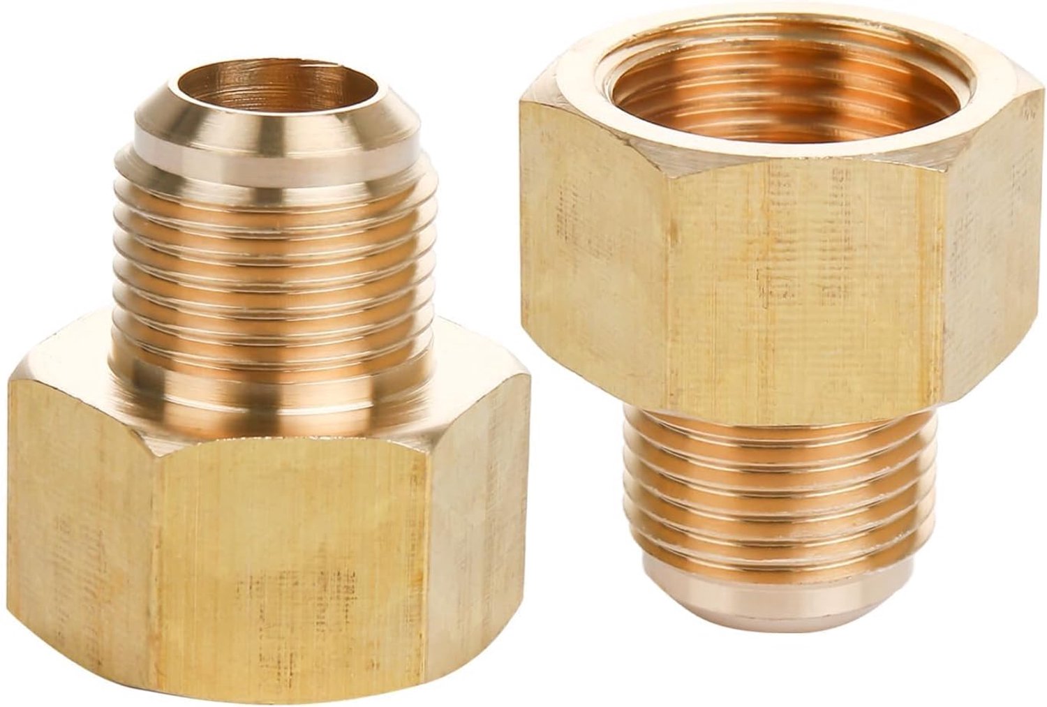 Messing pijpadapter 5/8" SAE naar 1/2" SAE - Vrouwelijk naar mannelijke flare - Geschikt voor airconditioner koeling (2 stuks) - m-winkel