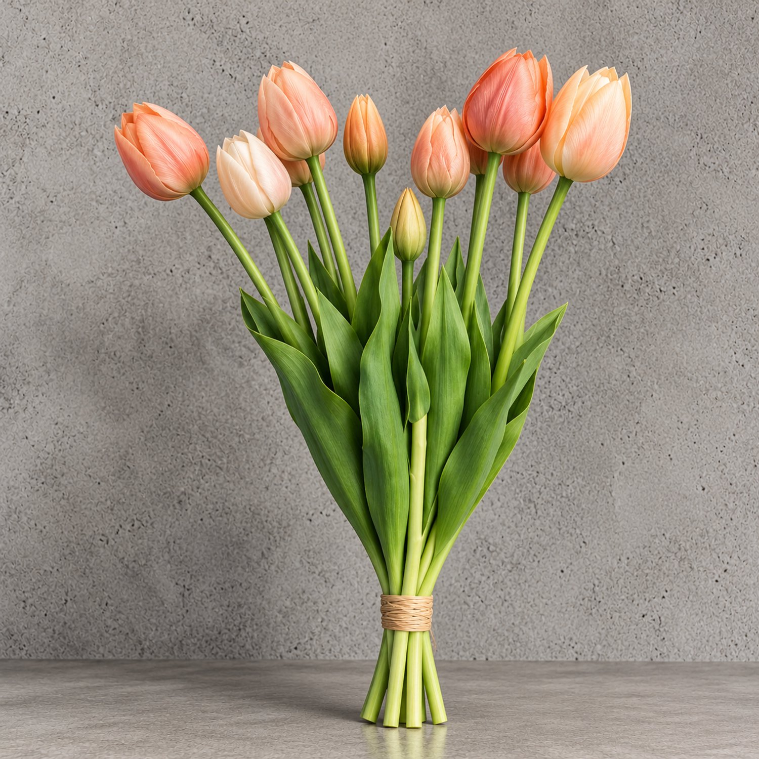 Seta Fiori Real Touch Kunsttulpen Peach - Bos van 7 Tulpen - 45 cm - Voelen Echt Aan - Kan Ook in Water bij Verse Bloemen peach, zalmkleurig