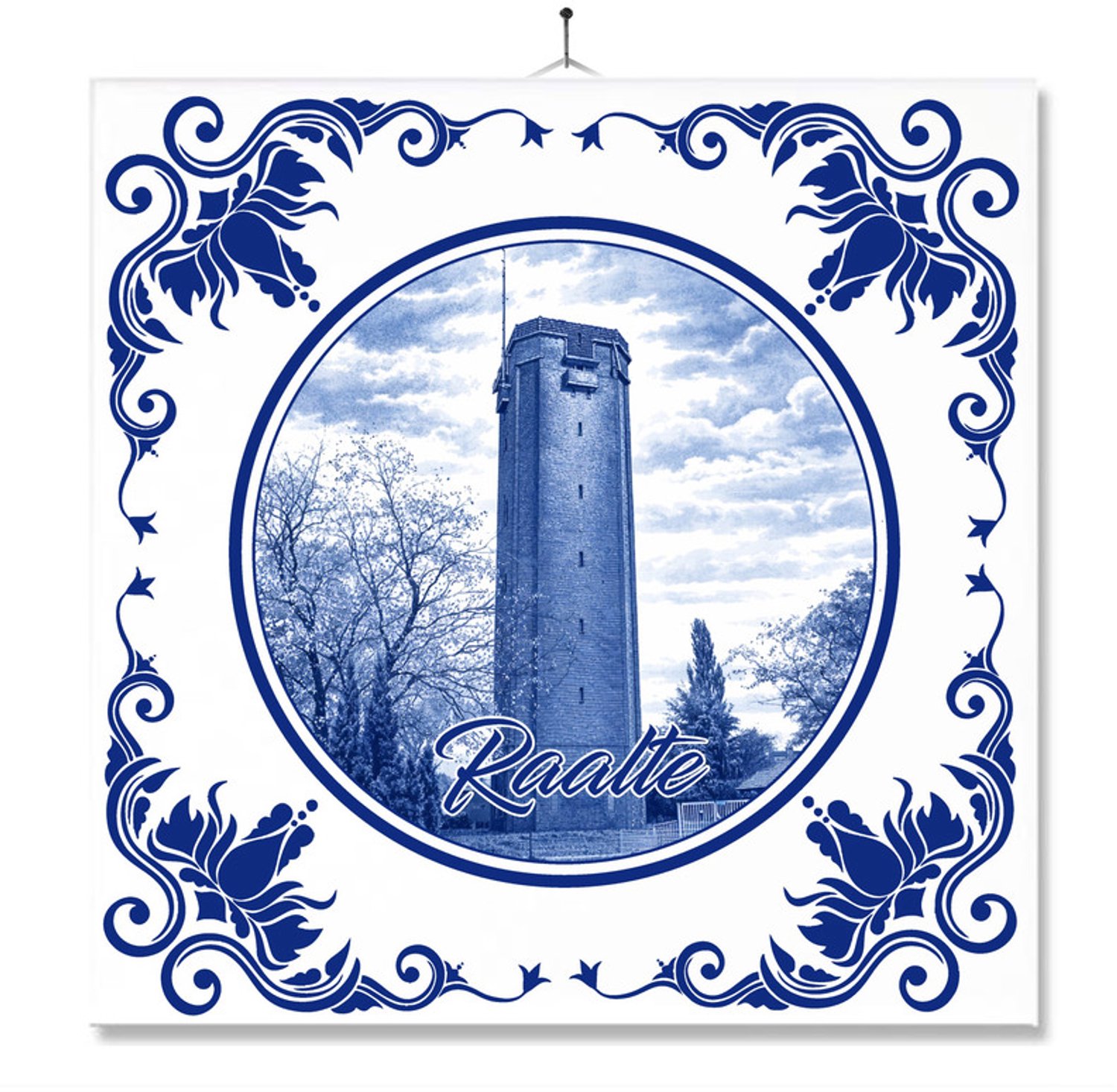 MC Living Tegel Met Opdruk | Raalte | Delft Blauw | Cadeau | Inclusief Geschenkdoos | Standaard | Ophangsysteem Ontwerp 6