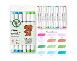 Ohuhu x club kokoro Honolulu B 12 kleuren Alcohol Art Markers Brush & Fine - Nature Basics