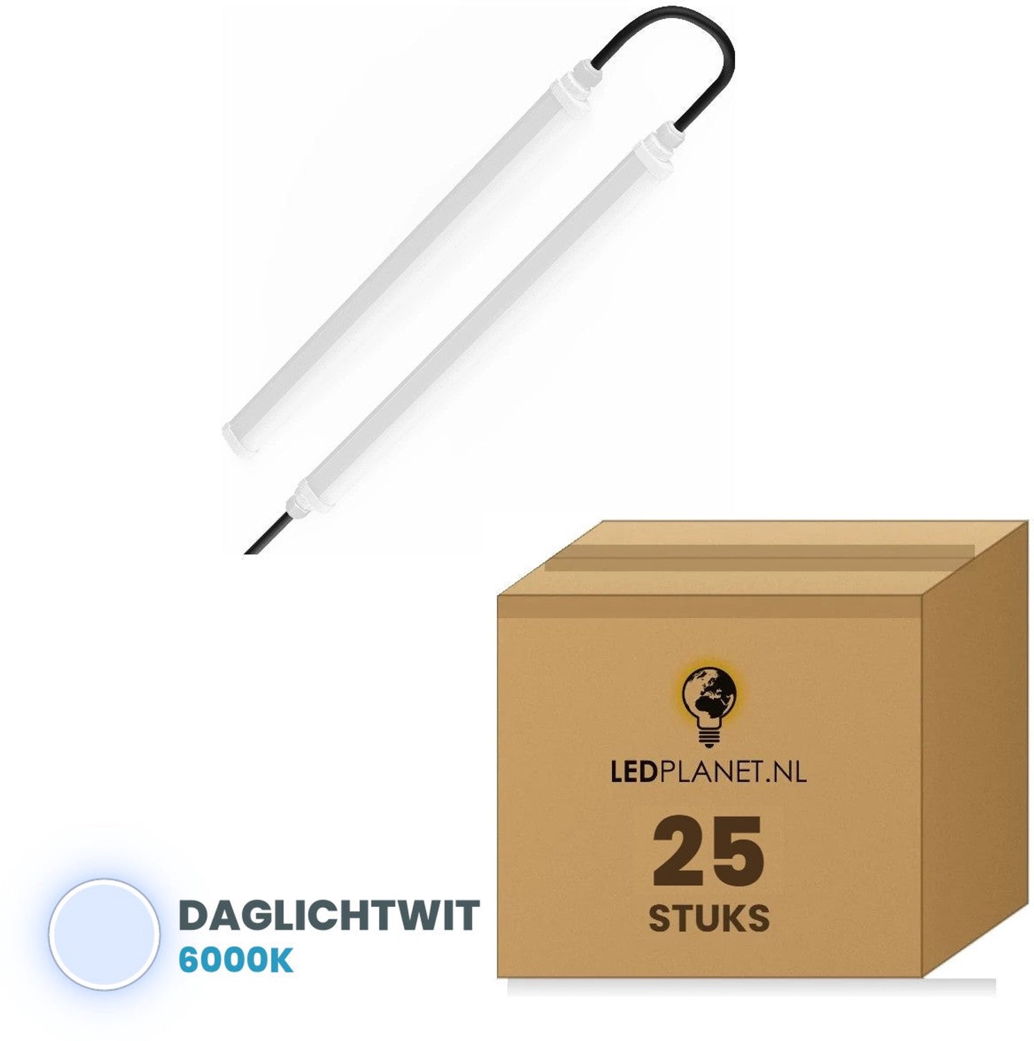 Tsong LED TL armatuur tri-proof 150 cm - 25 stuks - 45W - Daglichtwit 6000K - 6300 lm - Niet koppelbaar - IP65 IK08 - 230V