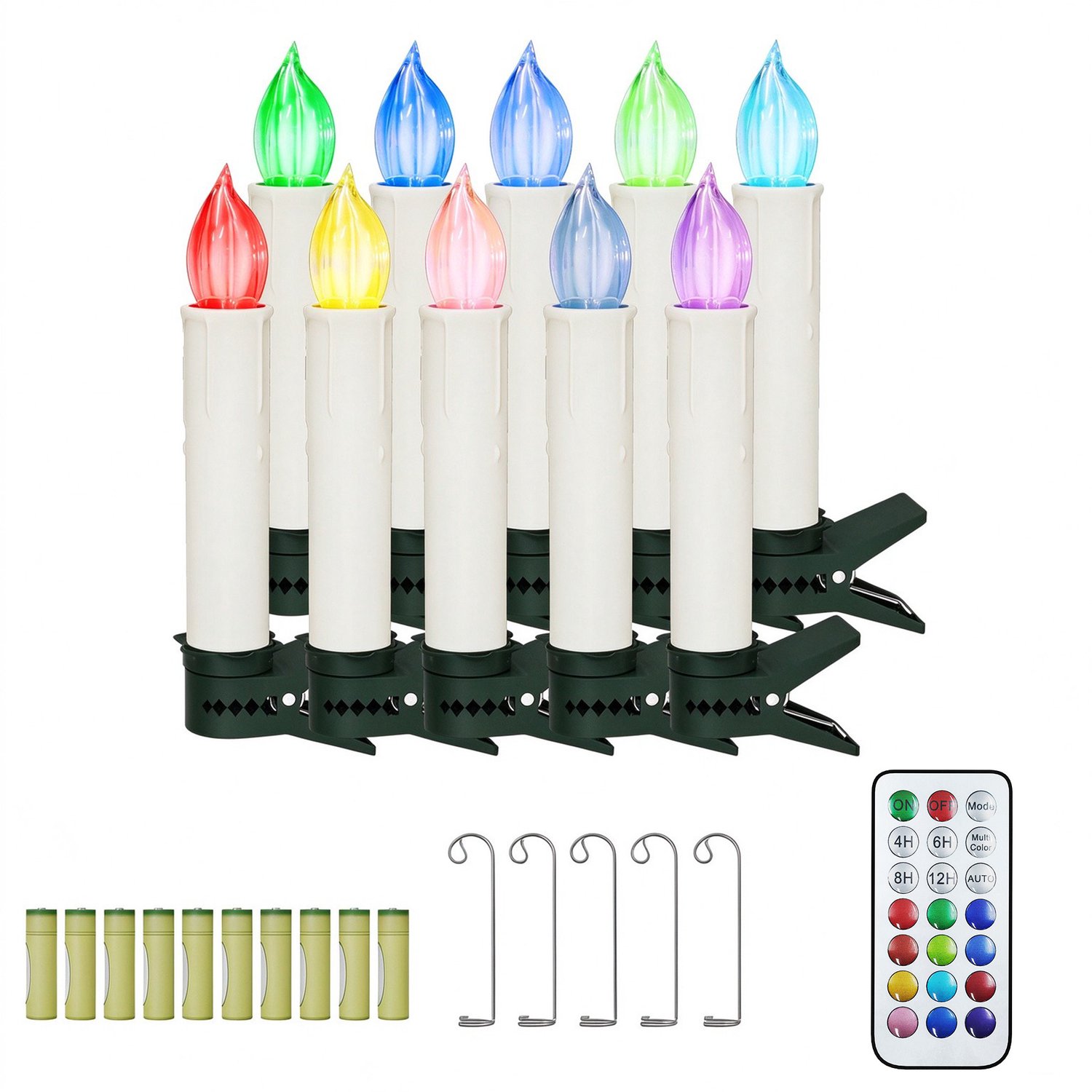 Froadp 20er LED Kerstkaarsen Draadloos kleurverlichting Kaarsen Met Timer Afstandsbediening Vlamloze Kerstboomkaarsen Feest Voor Feestjes,Kerstboom,Huwelijk, Huwelijksdecoratie,Geboortedag (Met Batterij) Kleurrijk licht
