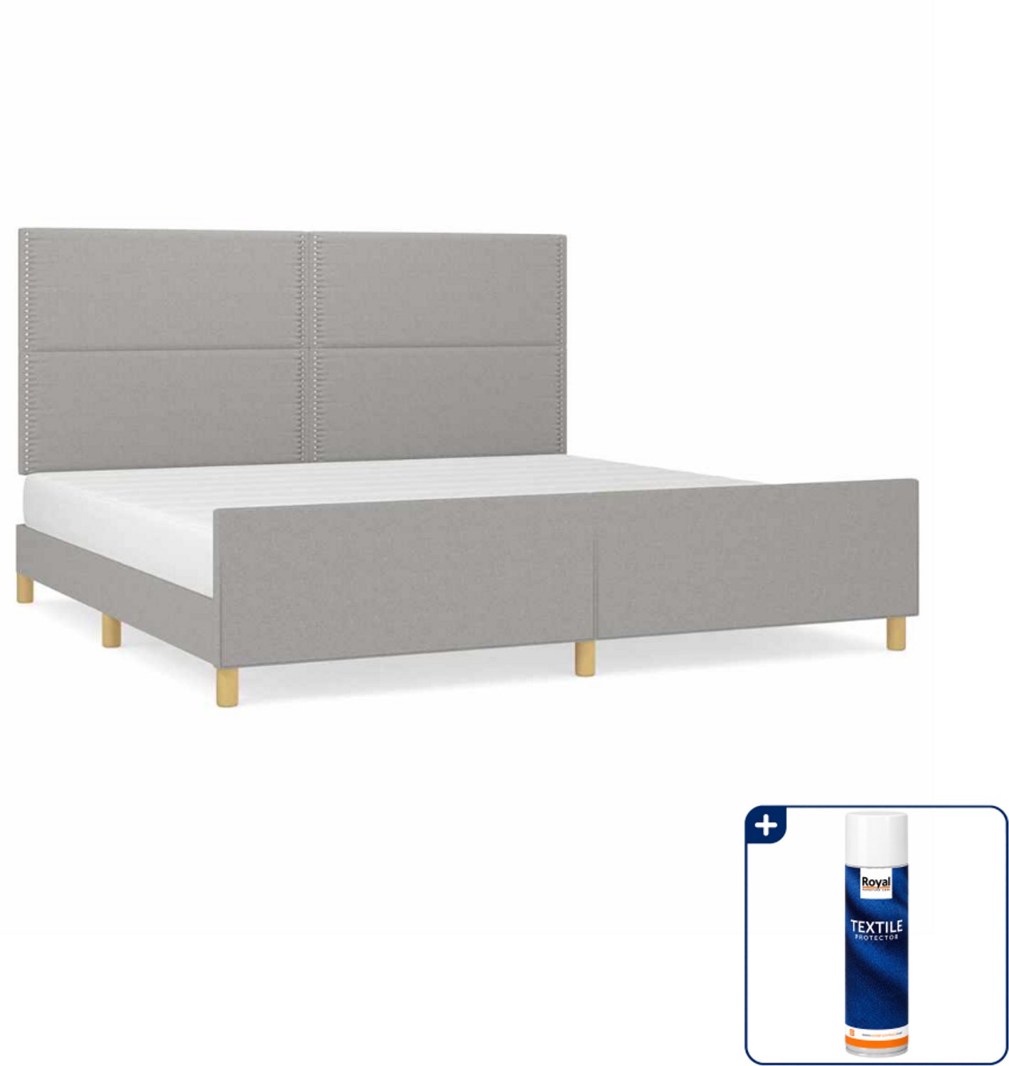 vidaXL bedframe - 200 x 200 cm - lichtgrijs - Inclusief textielbeschermer 500 ml Blauw