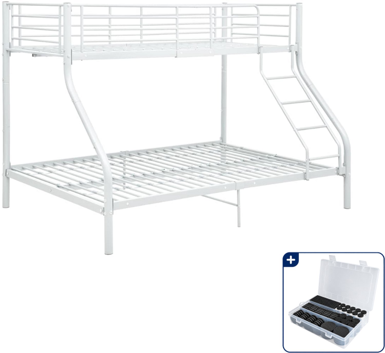 vidaXL stapelbedframe - 90x200 cm / 140x200 cm - metaal - wit - Inclusief antikrasvilt 177-delig Bruin