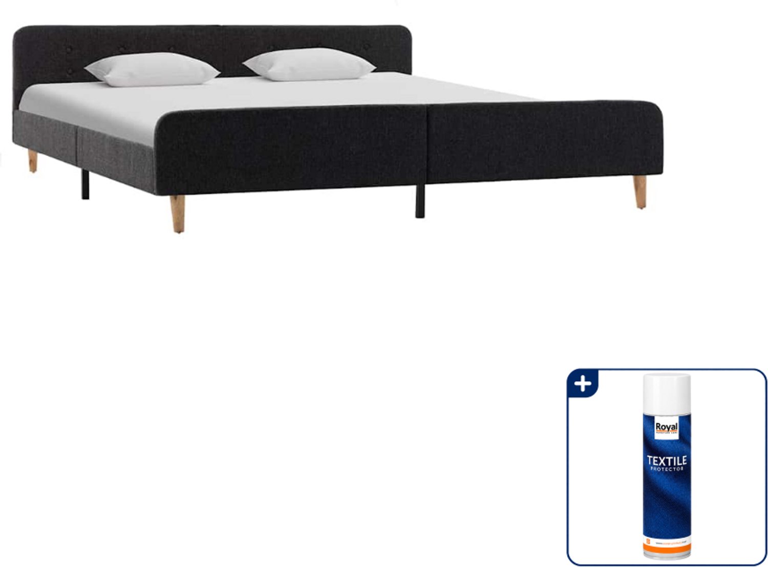 vidaXL bedframe - Kingsize - 180 x 200 cm - donkergrijs - Inclusief textielbeschermer 500 ml Bruin