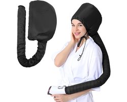 Haarkap met warme lucht - met trekkoord en gesp - föhnkap met warme lucht - helpt het haar snel te drogen - haarkap - stof- en antistatisch - verwarmingskap - warmte-isolerende coating - haarkap voor föhns - ademend ontwerp - 110*26cm - Zwart