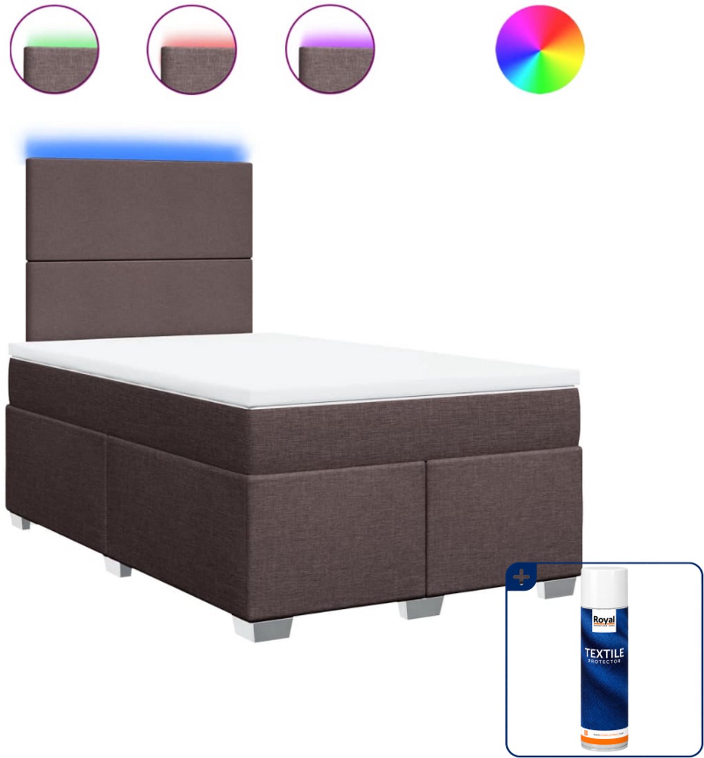 vidaXL boxspring met matras - 120 x 190 cm - donkerbruin - Inclusief textielbeschermer 500 ml