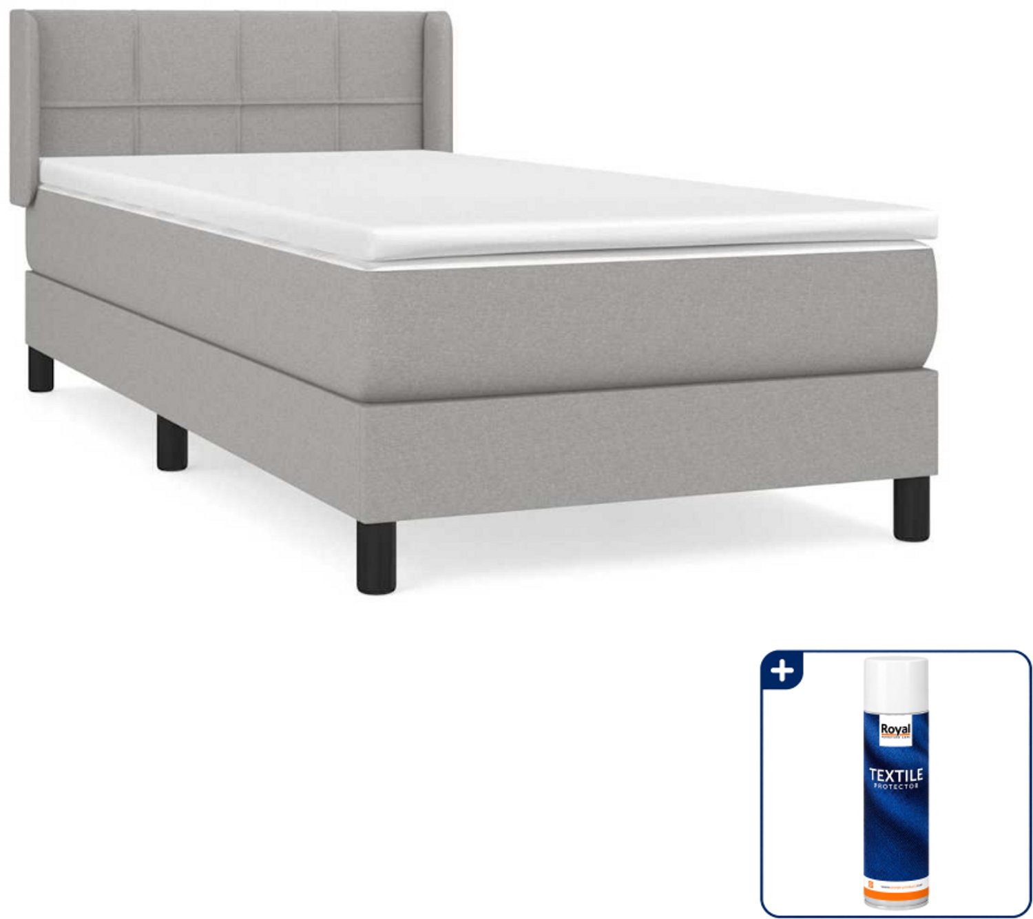 vidaXL Boxspring - 80 x 200 cm - stof - lichtgrijs - Inclusief textielbeschermer 500 ml