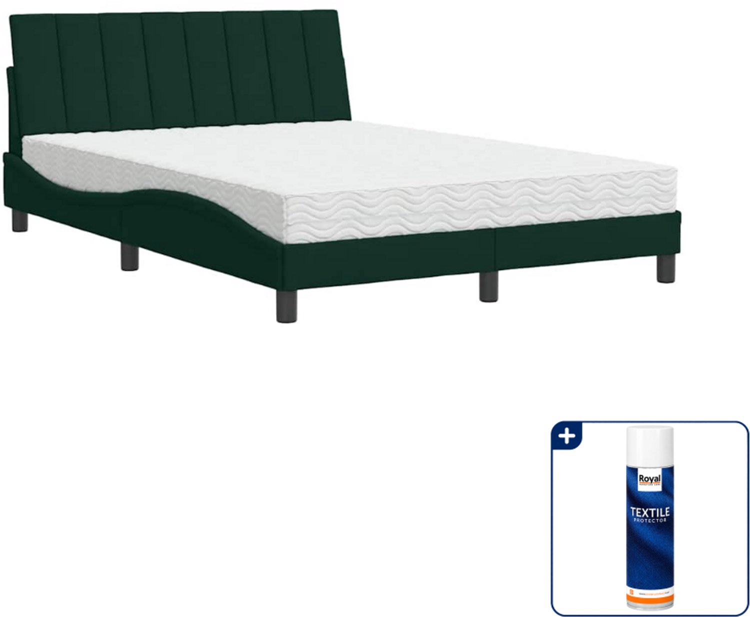 vidaXL Hanko bed met matras - Small double - 140 x 200 cm - groen - Inclusief textielbeschermer 500 ml