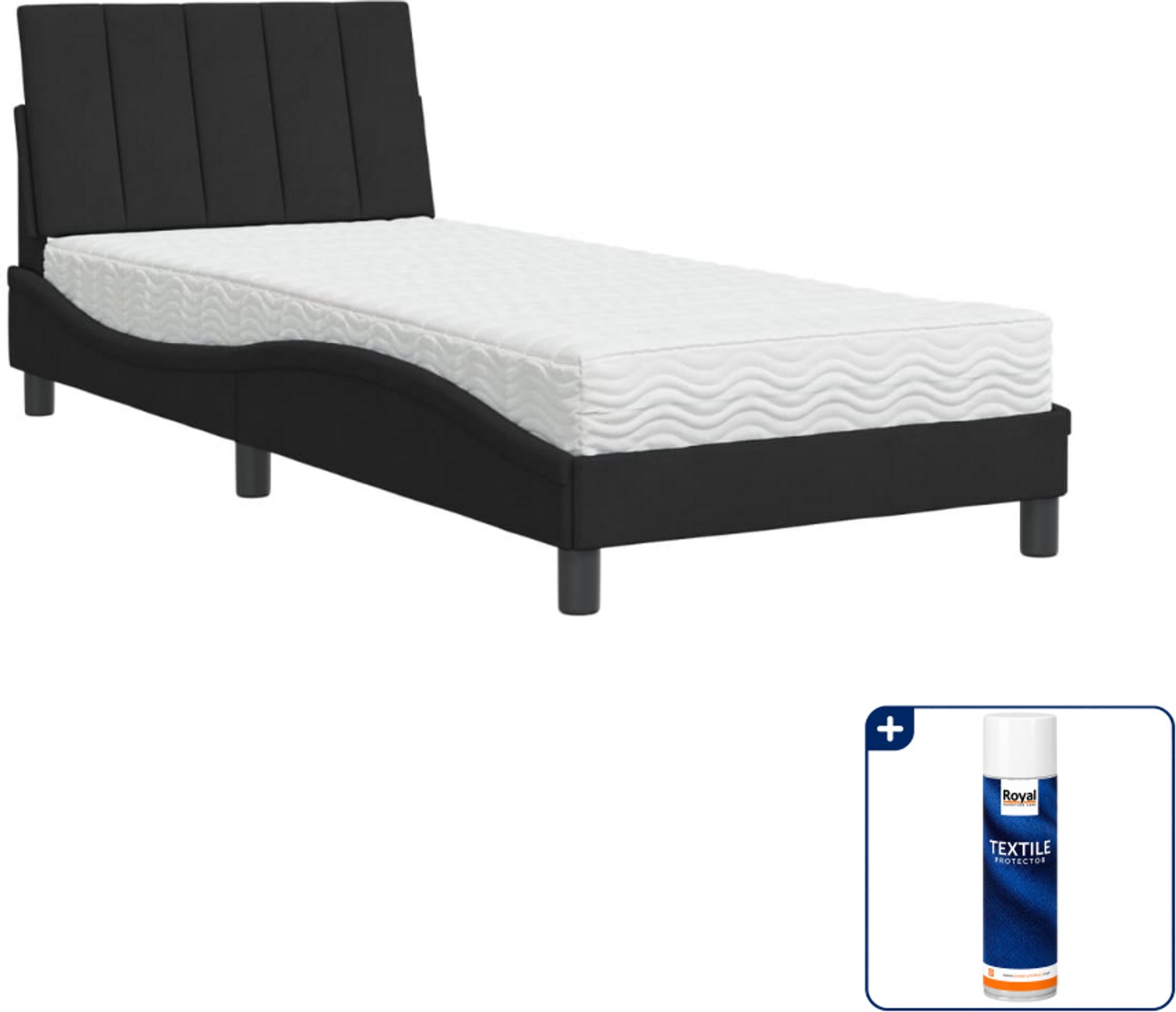 vidaXL Hanko bed met matras - 90 x 200 cm - zwart - Inclusief textielbeschermer 500 ml