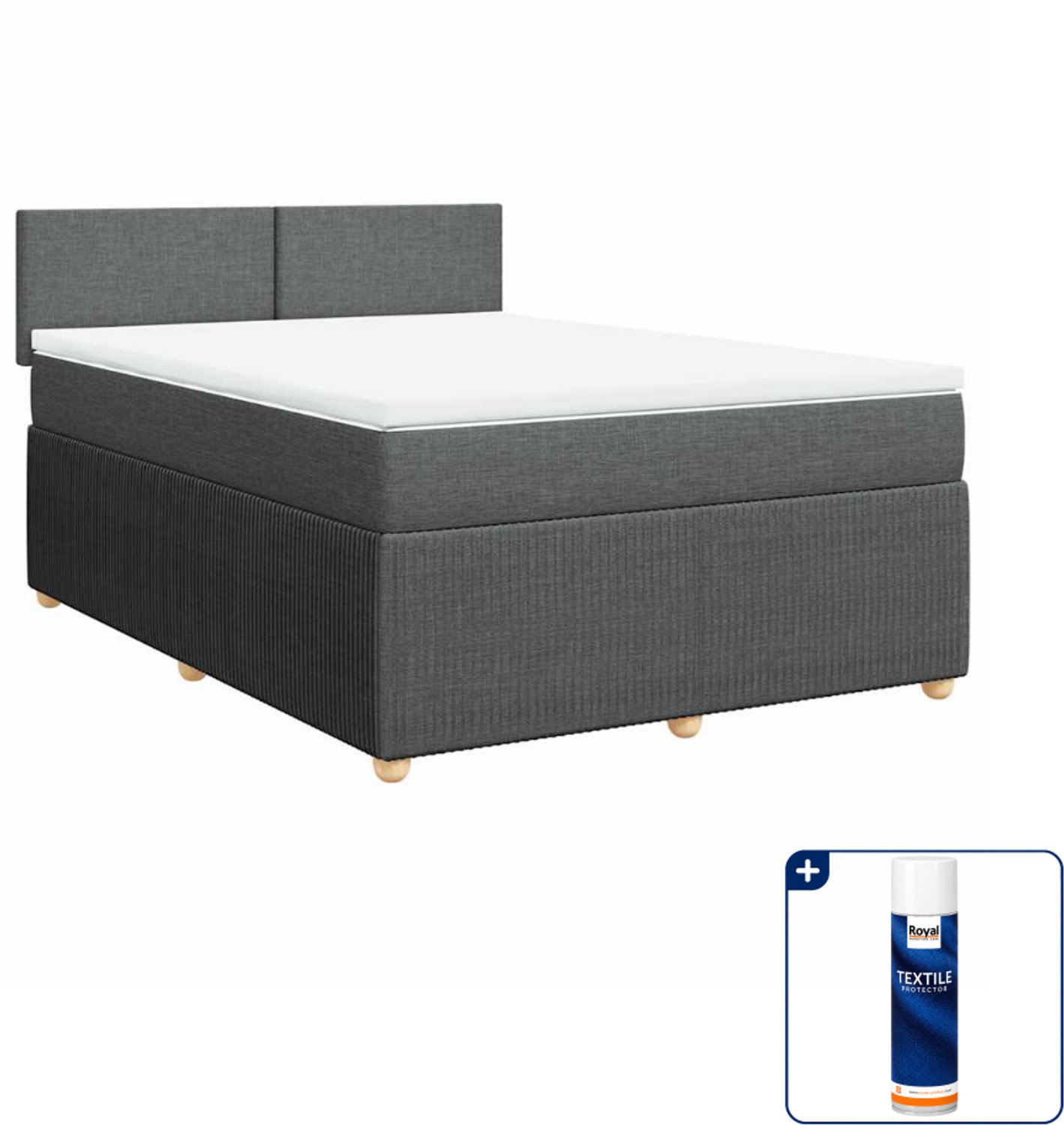 vidaXL Boxspring Small double - 140 x 200 cm - donkergrijs - Inclusief textielbeschermer 500 ml