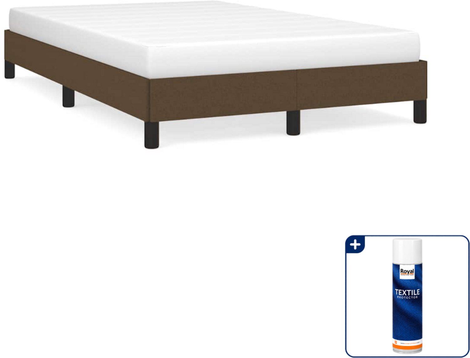 vidaXL bedframe - 120 x 190 cm - stof - donkerbruin - Inclusief textielbeschermer 500 ml
