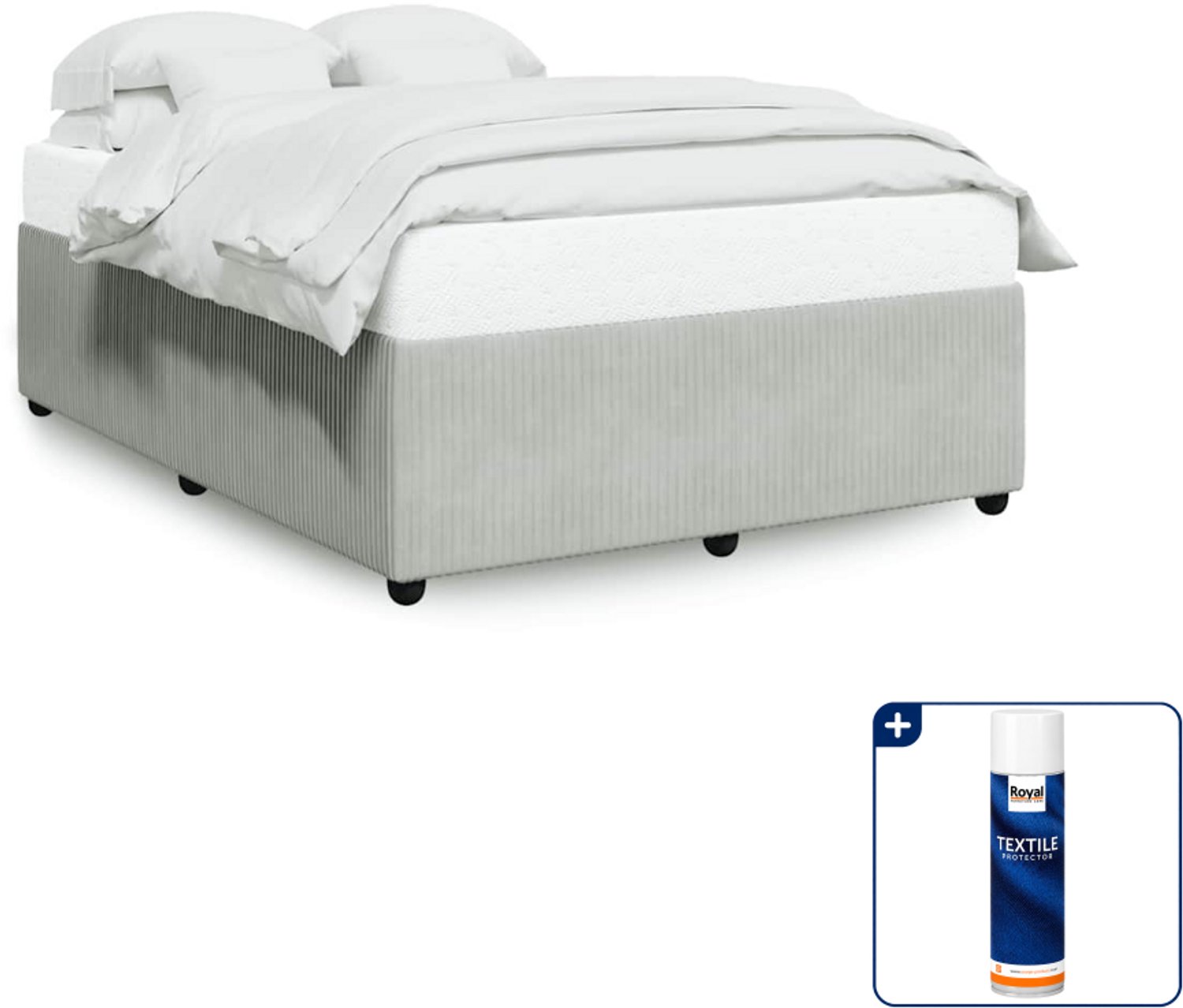 vidaXL Bedframe Small double - 140 x 200 cm - fluweel - lichtgrijs - Inclusief textielbeschermer 500 ml