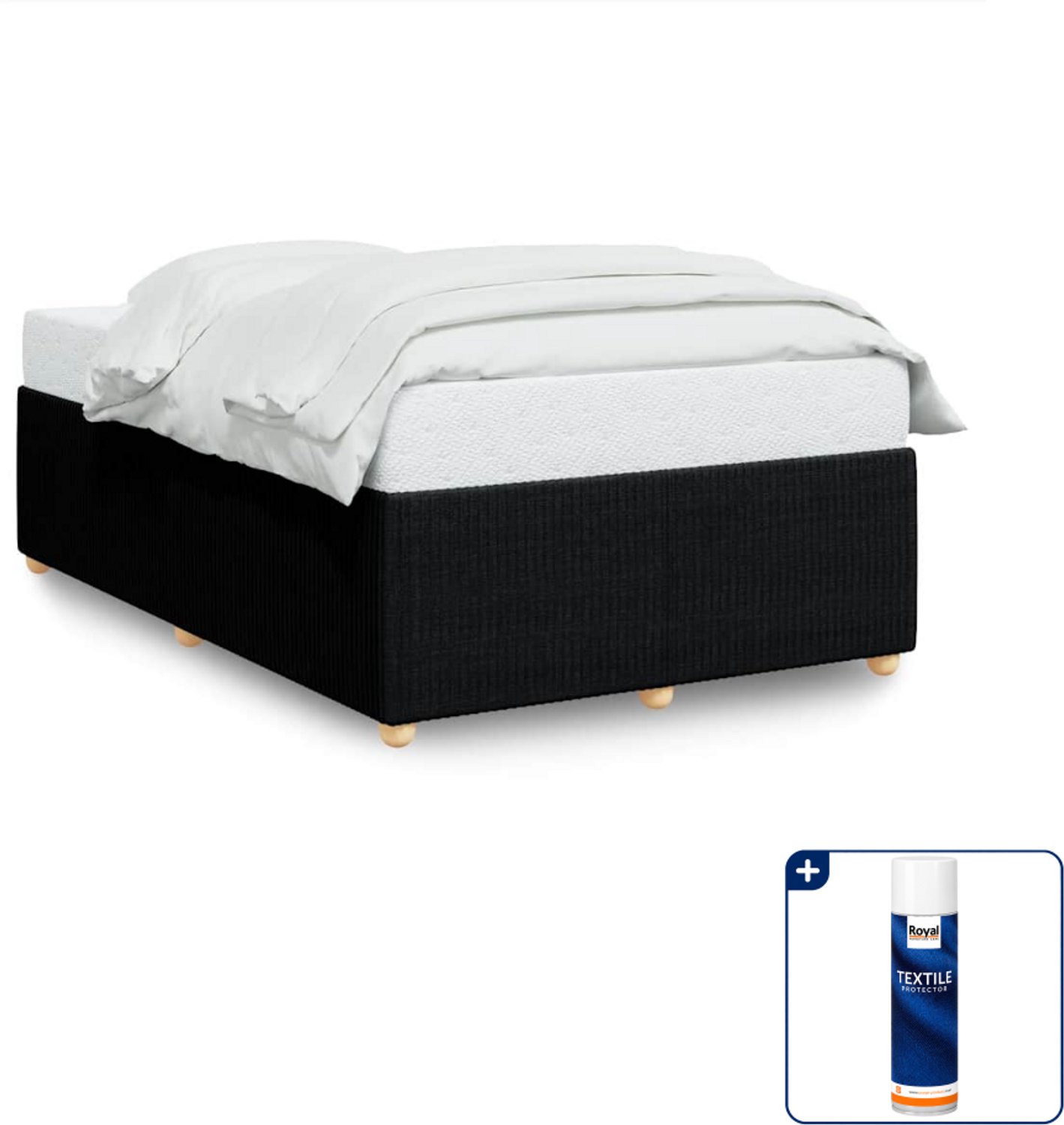 vidaXL bedframe - 120 x 190 cm - stof - zwart - Inclusief textielbeschermer 500 ml