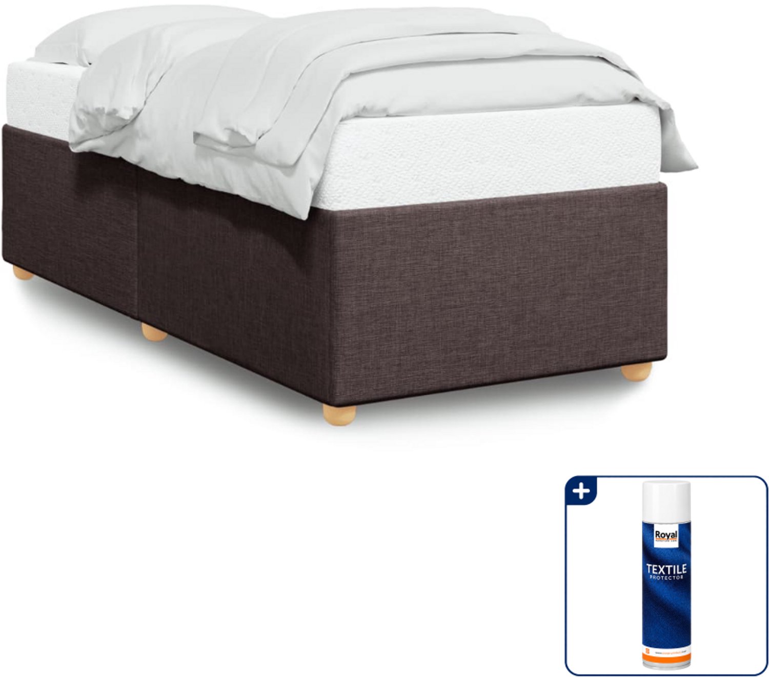 vidaXL Bedframe - 100 x 200 cm - stof - donkerbruin - Inclusief textielbeschermer 500 ml Blauw