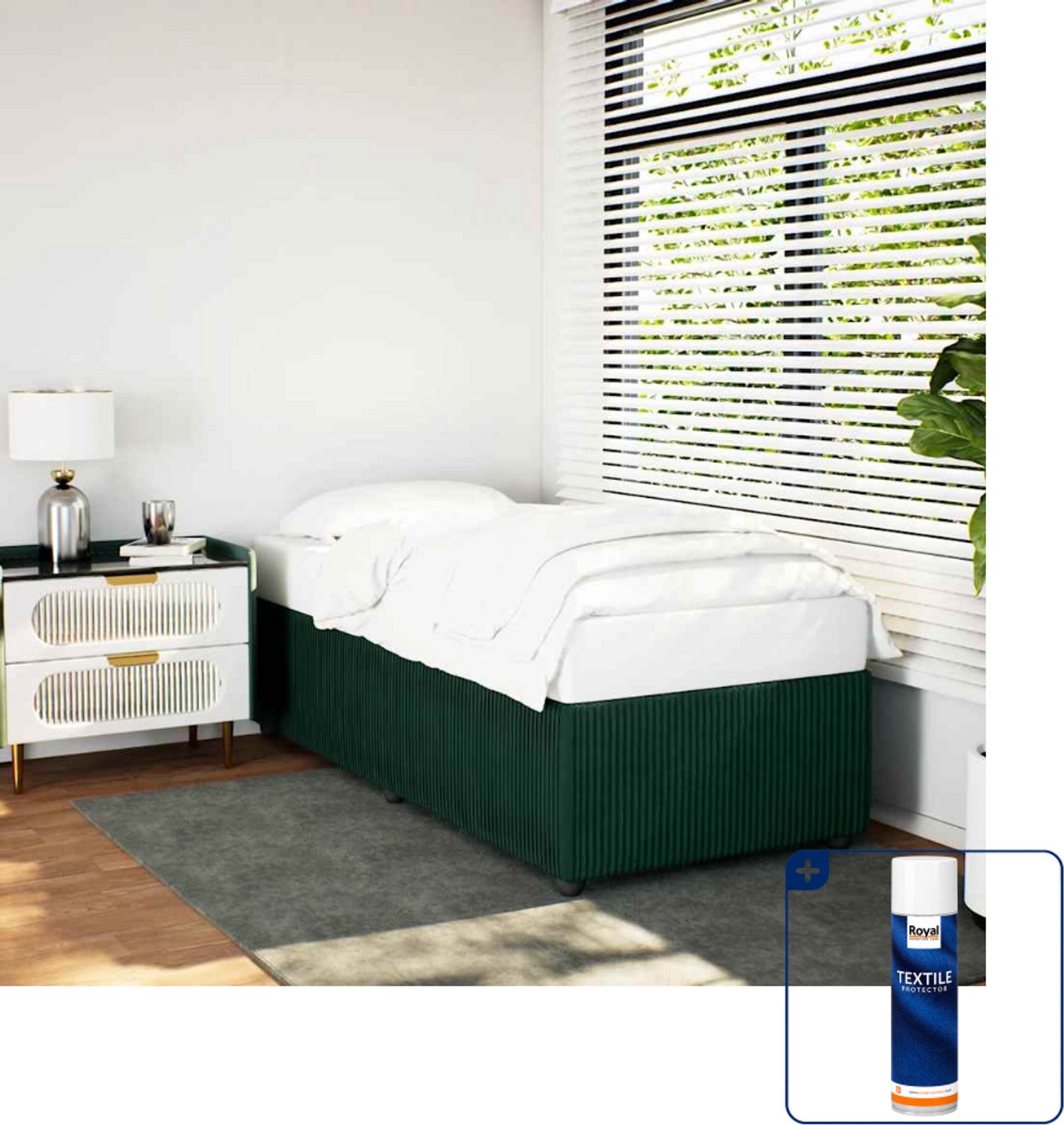 vidaXL bedframe - 90 x 200 cm - fluweel - donkergroen - Inclusief textielbeschermer 500 ml