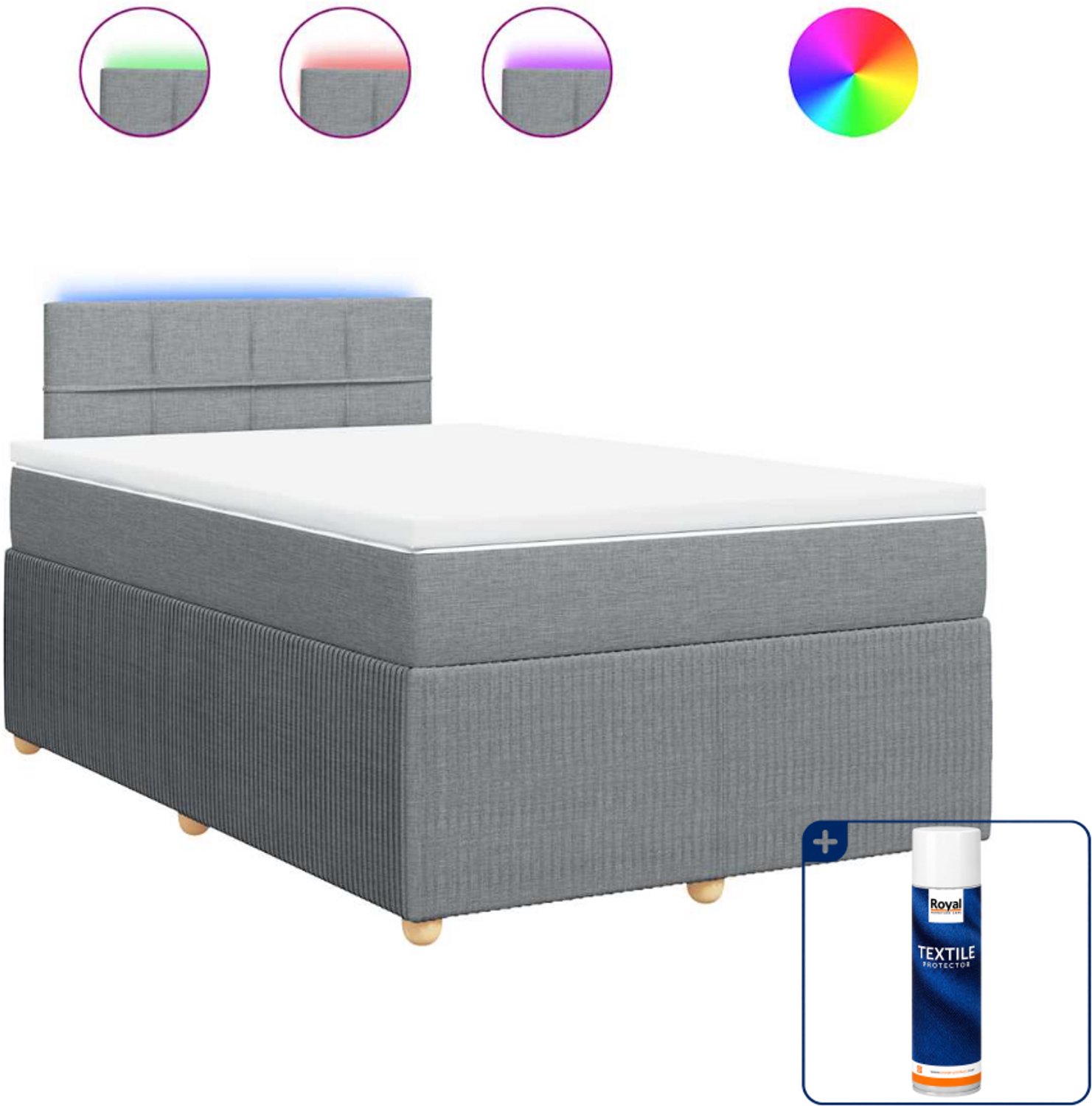 vidaXL boxspring met matras 120 x 200 cm - stof - lichtgrijs - Inclusief textielbeschermer 500 ml