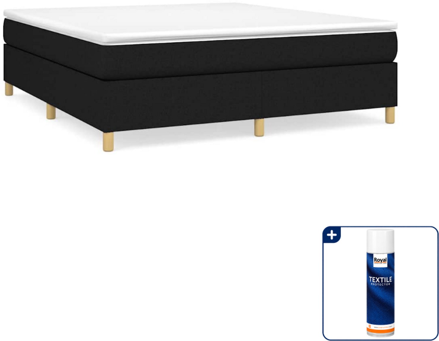 vidaXL Boxspring Kingsize 180 x 200 cm - zwart - Inclusief textielbeschermer 500 ml