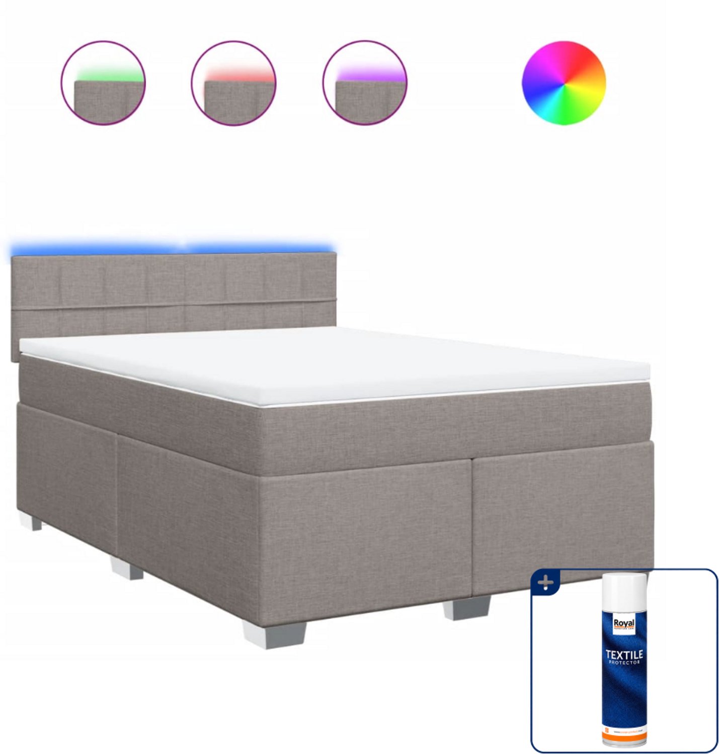 vidaXL boxspring met matras - Queensize - taupe - Inclusief textielbeschermer 500 ml