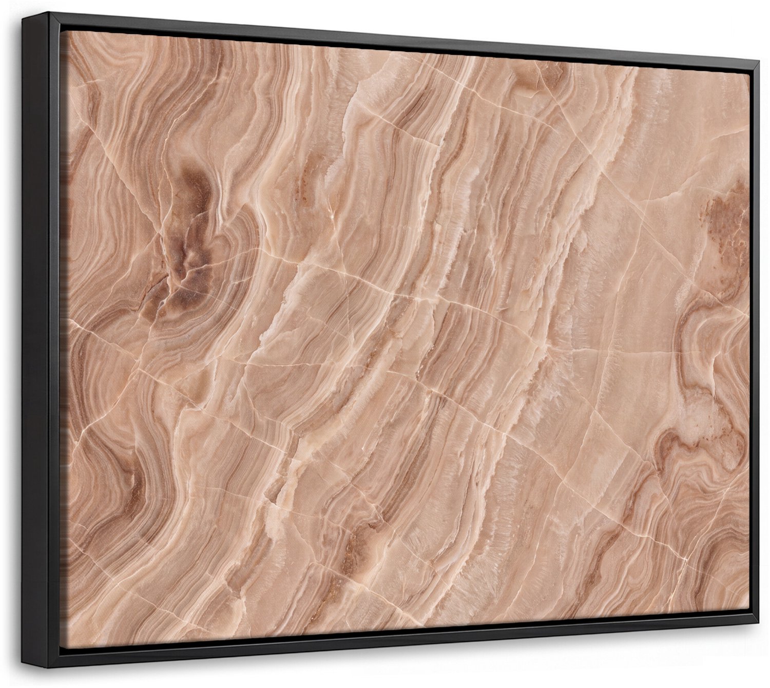 Canvas Schilderij met Baklijst 40x30cm - Textuur - Golvend - Abstract - Warm - Bruin - Muurdecoratie woonkamer - Slaapkamer decoratie - Kamer accessoires - Schilderijen op canvas met lijst