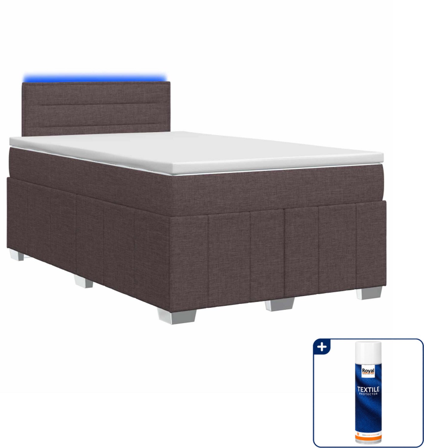 vidaXL boxspringbed 120 x 190 cm - donkerbruin - Inclusief textielbeschermer 500 ml