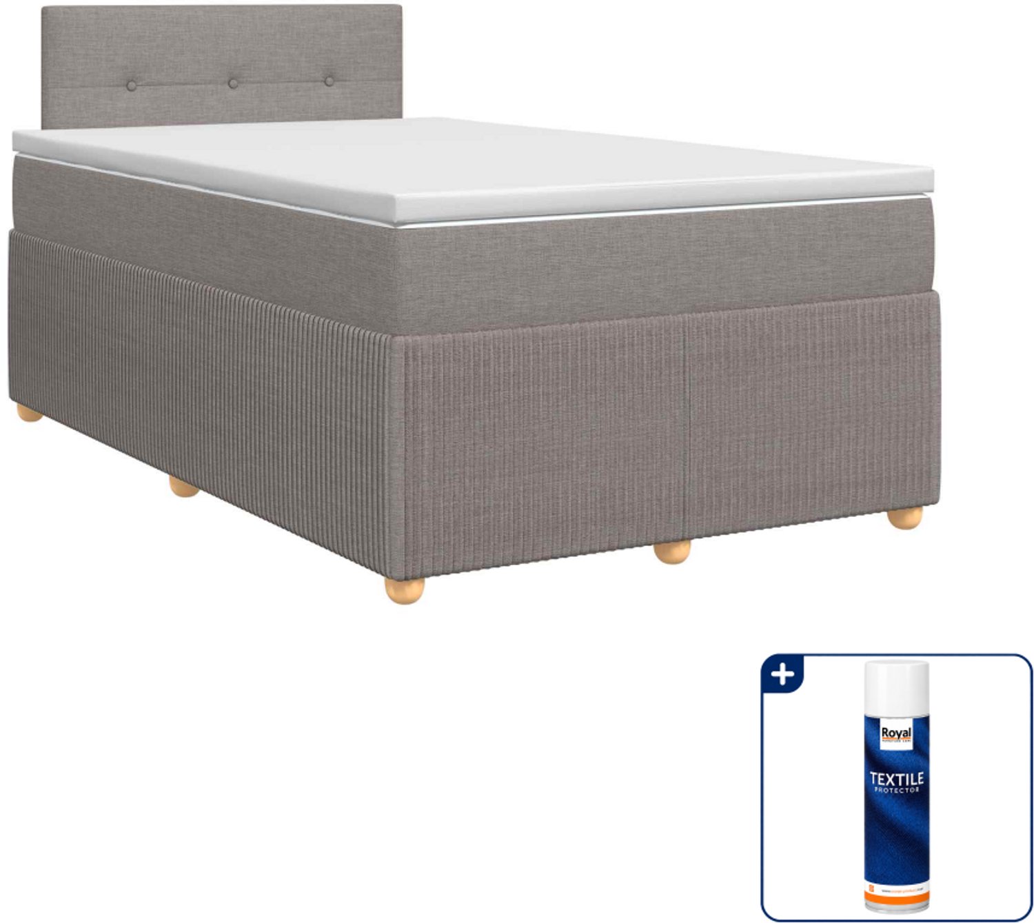vidaXL boxspringbed met matras - 120 x 200 cm - taupe - Inclusief textielbeschermer 500 ml
