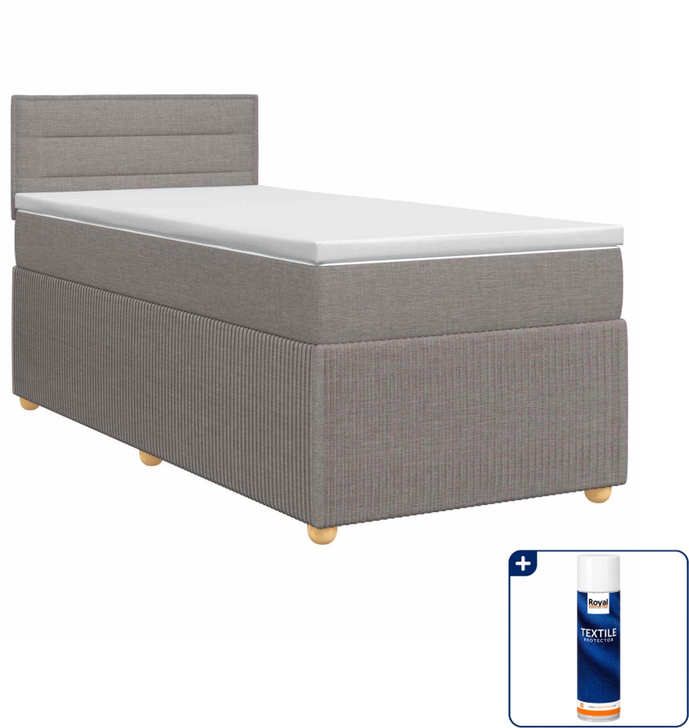 vidaXL Boxspringbed - 90 x 200 cm - taupe - Inclusief textielbeschermer 500 ml