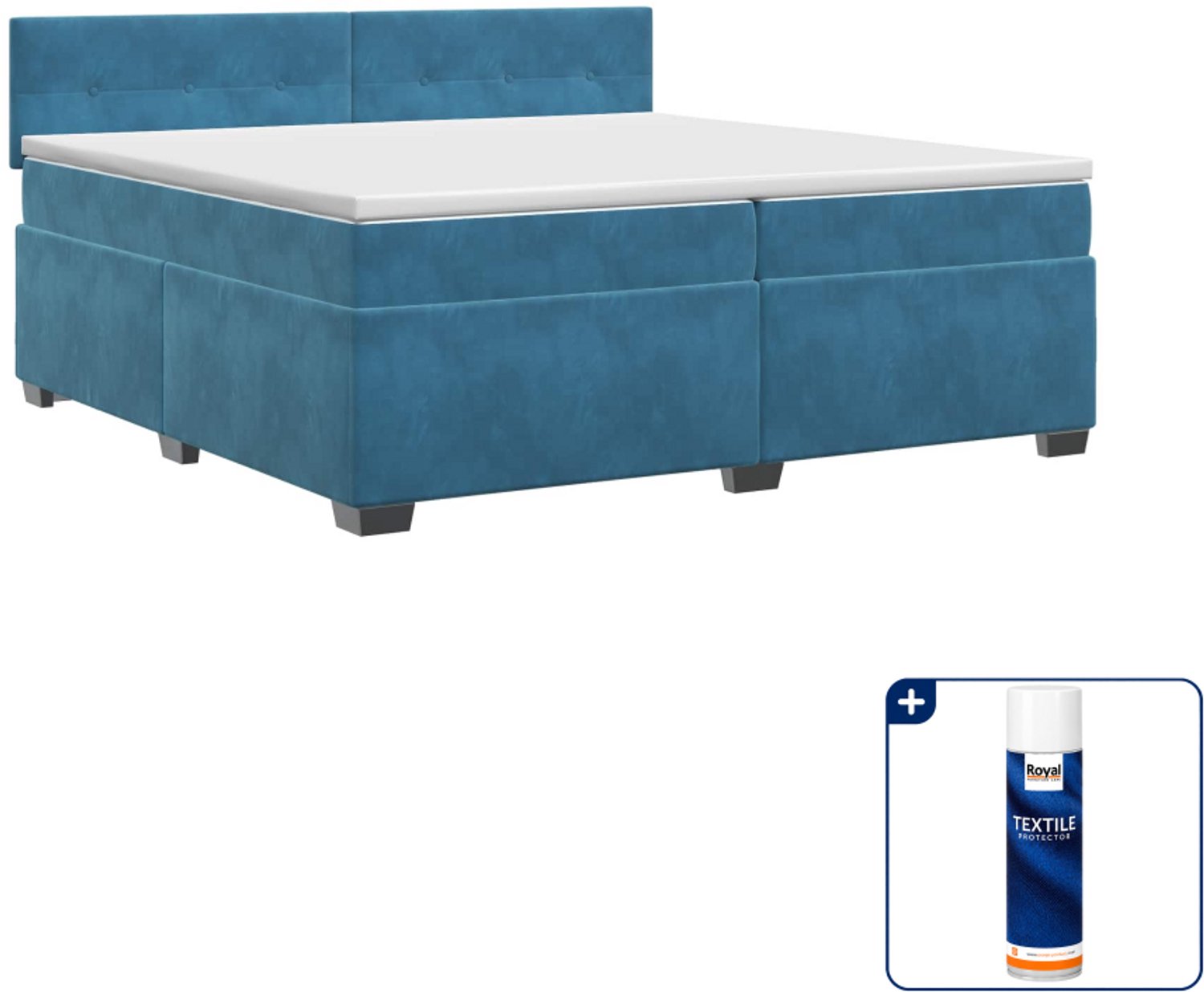 vidaXL boxspringbed - 200 x 200 cm - donkerblauw - Inclusief textielbeschermer 500 ml