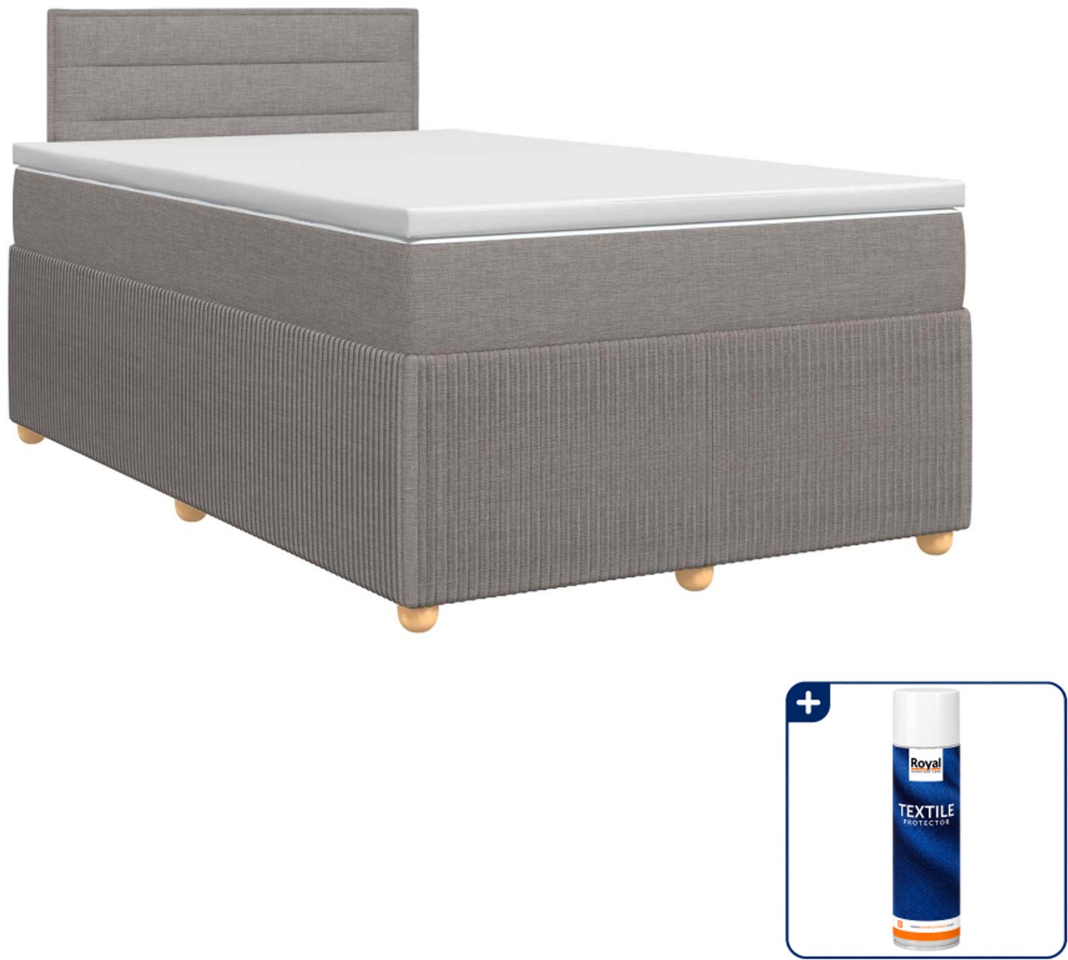 vidaXL Boxspringbed - 120 x 200 cm - stof - taupe - Inclusief textielbeschermer 500 ml