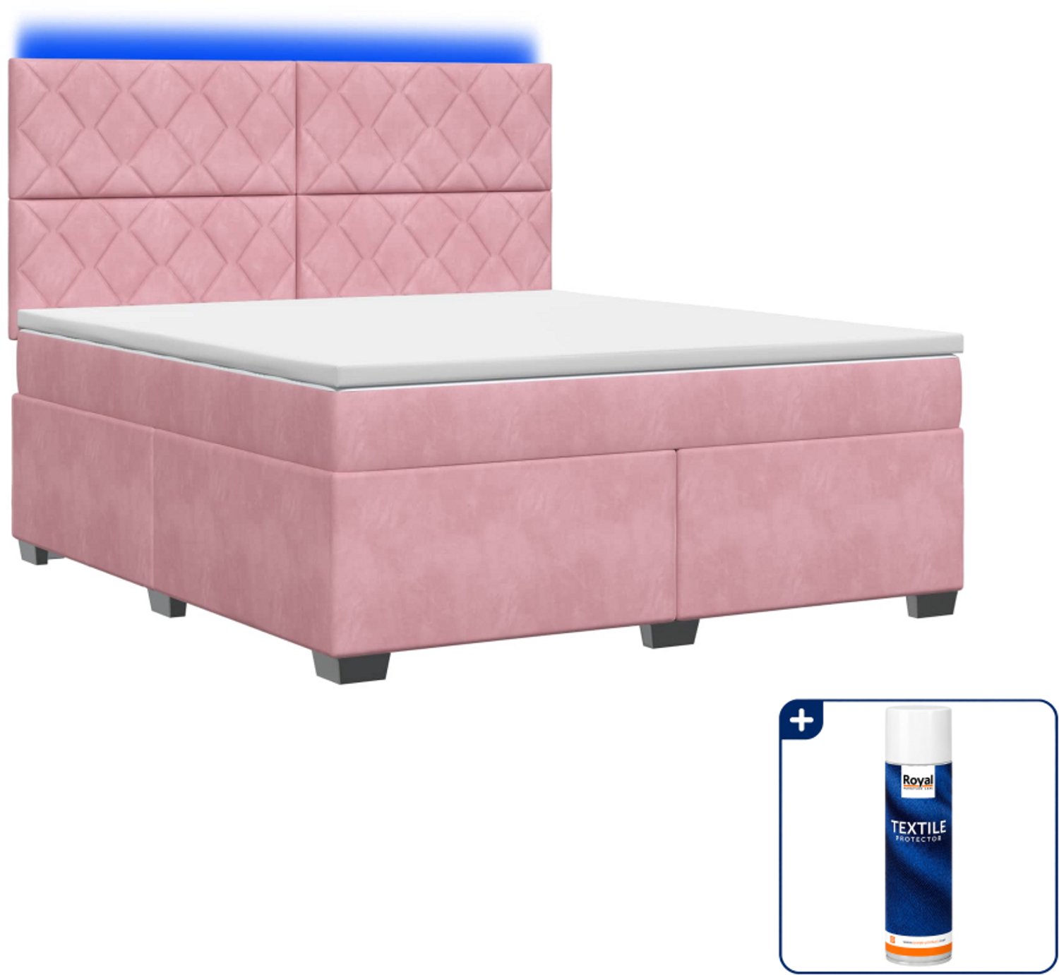 vidaXL boxspringbed - Queensize - 160 x 200 cm - roze - Inclusief textielbeschermer 500 ml
